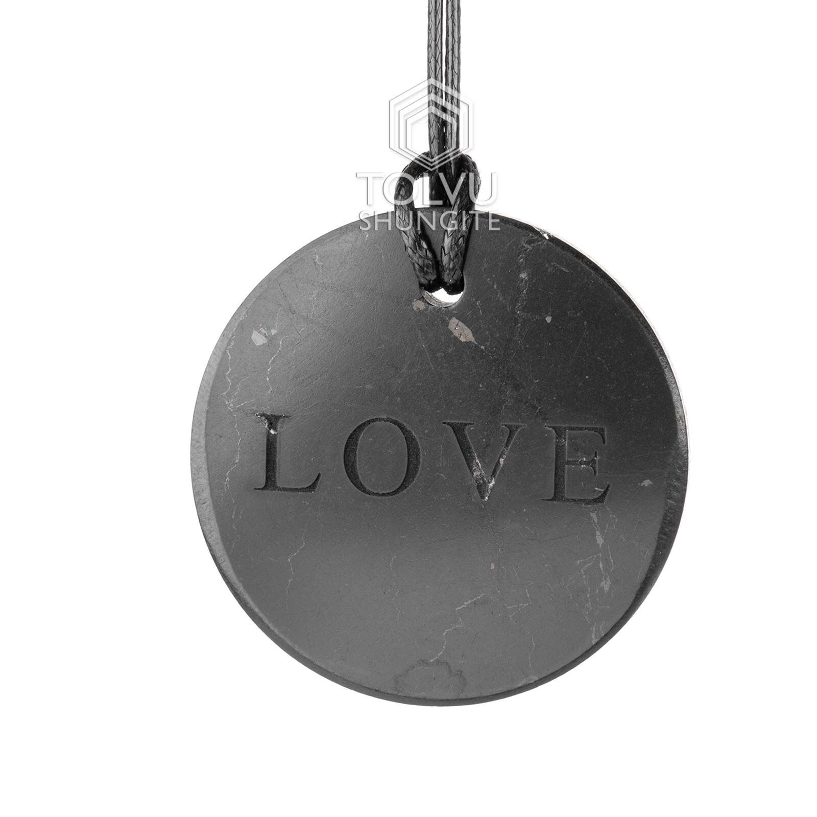 Real Shungite pendant “Love” Natural Karelian black shungite mineral, C60 Tolvu