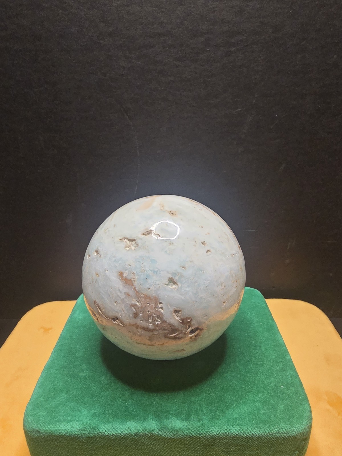 Massive 994g Caribbean Calcite & Blue Aragonite Polished Crystal Sphere Specimen