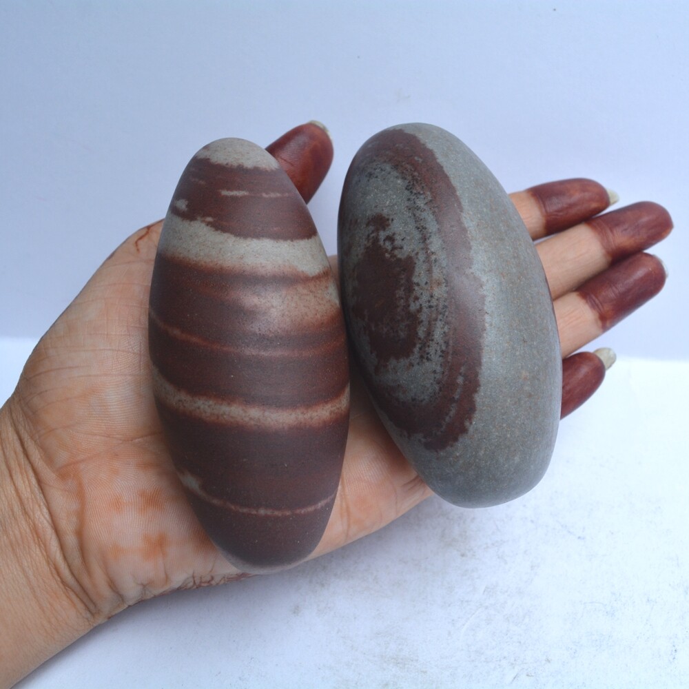 Set of 2 Shiva Lingam, Natural Shiva Lingam, Healing Shiva Lingam Stone~025