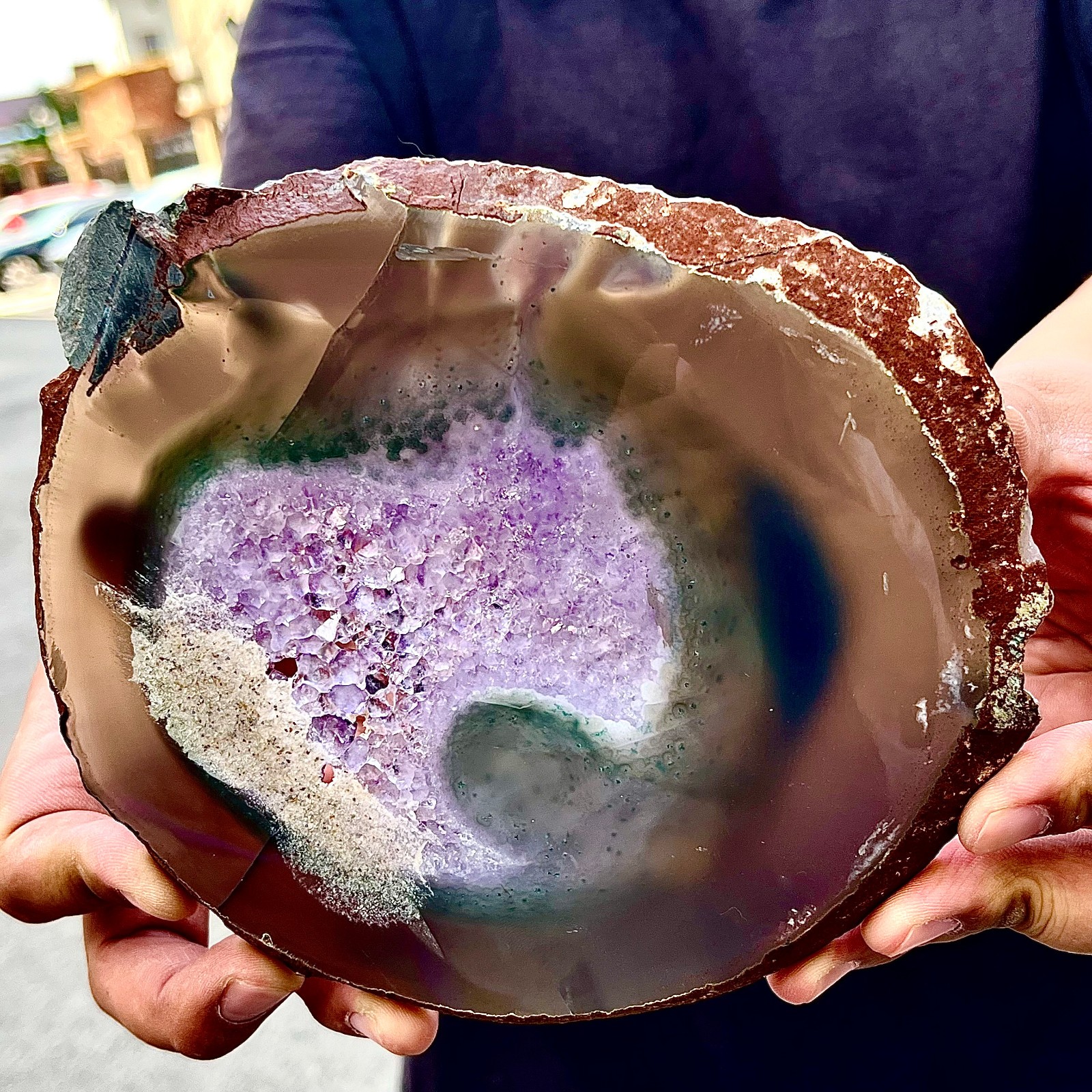 1.08LB Natural Amethyst Agate Crystal Hand cut Piece Specimen Healing