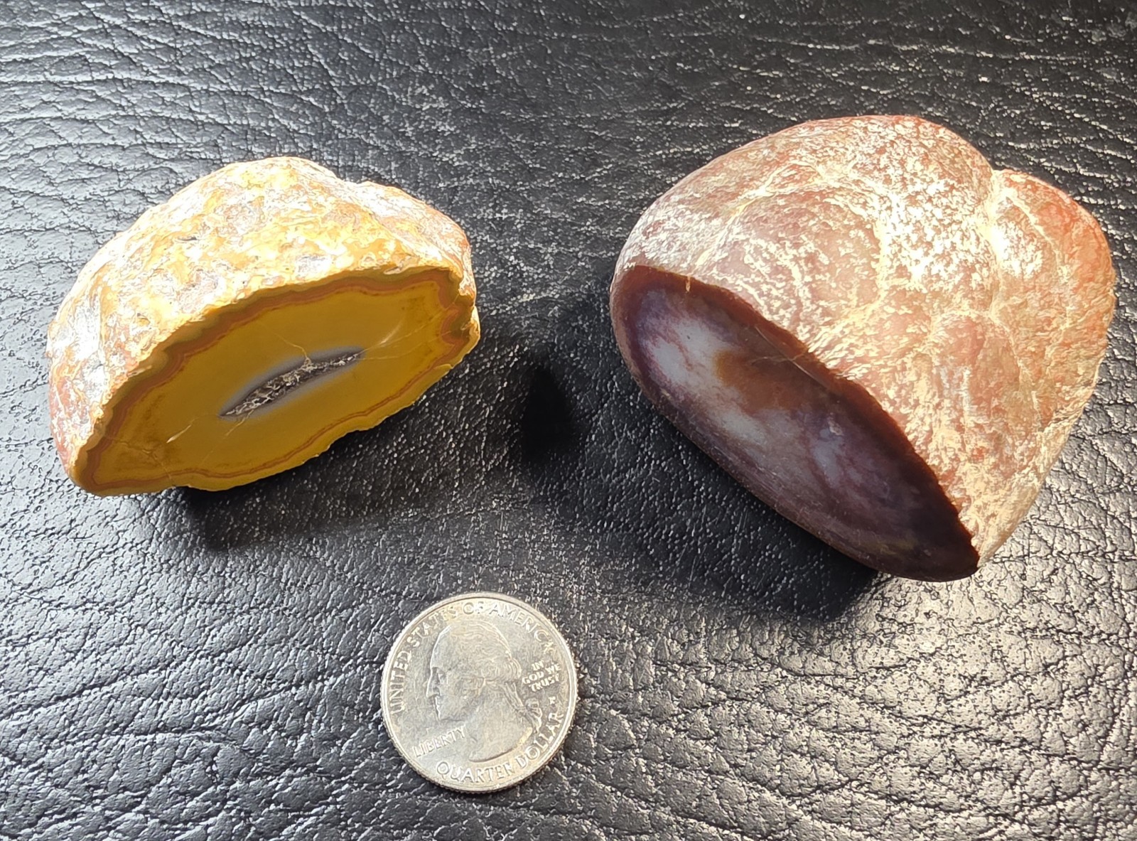 2 Kentucky Agate Display Specimens-Yellow/orange and Maroon Polished Face # S-62