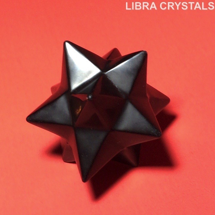 Black Obsidian Merkaba Star Crystal 2in 106g Sacred Geometry Polished Protection