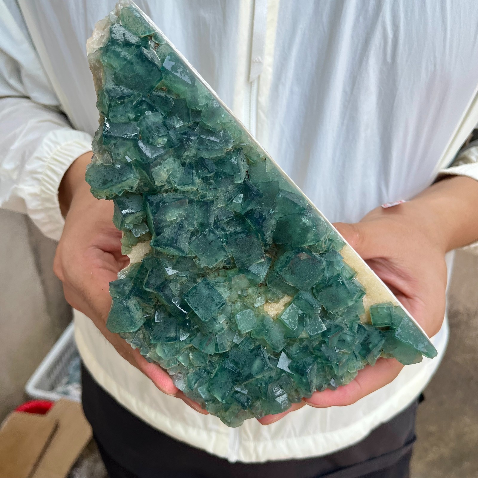 2.4lb NATURAL Green Cube FLUORITE Quartz Crystal Cluster Mineral Specimen