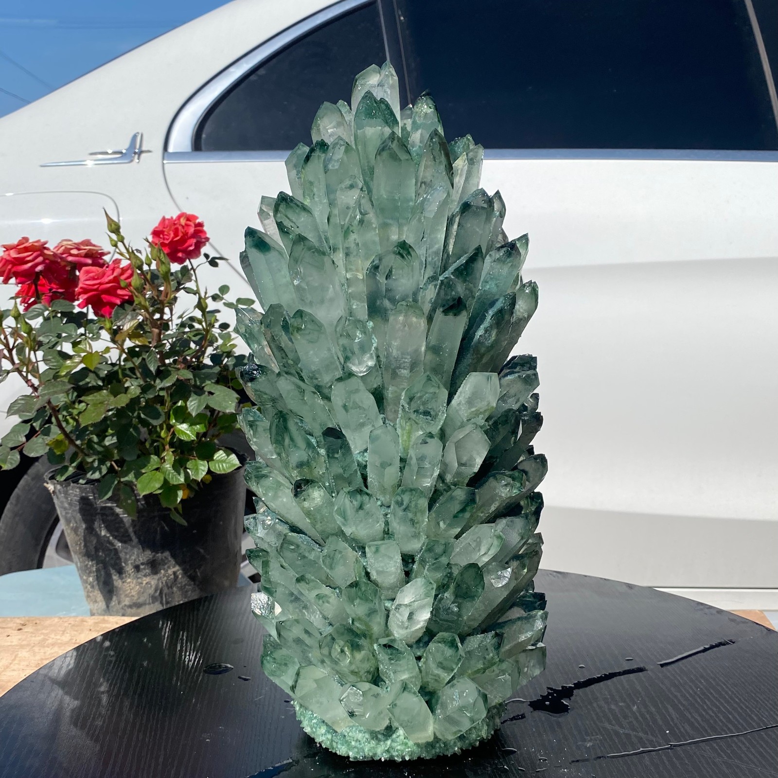 30LB Newly discovered green phantom quartz crystal cluster minerals