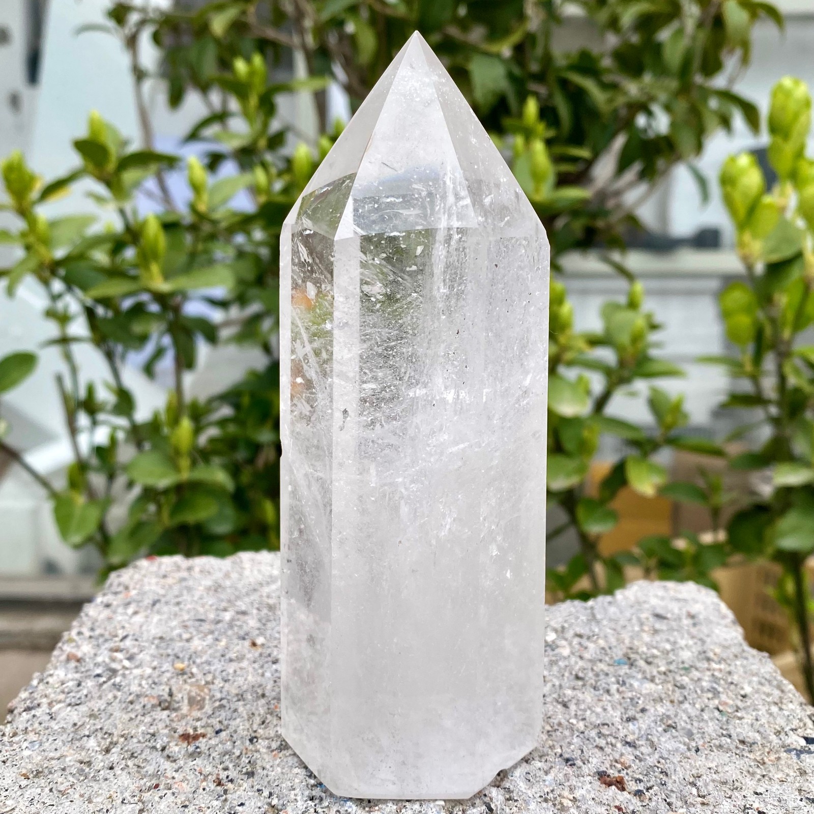 1.01LB Natural Clear White Crystal Obelisk Transparent Quartz Energy Column Reik