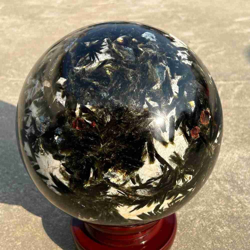 48.4lb Natural green Mica Lepidolite Quartz Sphere Crystal Ball Reiki Gem +stand