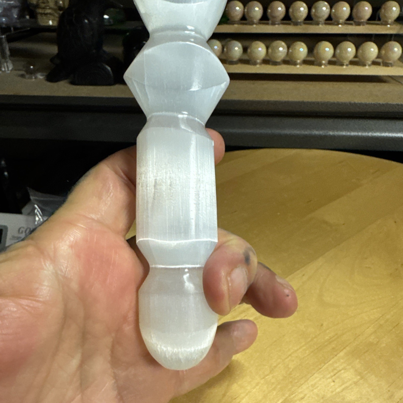 6646 Selenite Knife Pig Sticker Stand Not Included 1.0”T 2.0”W 9.8”L Wt. 13 Oz.￼