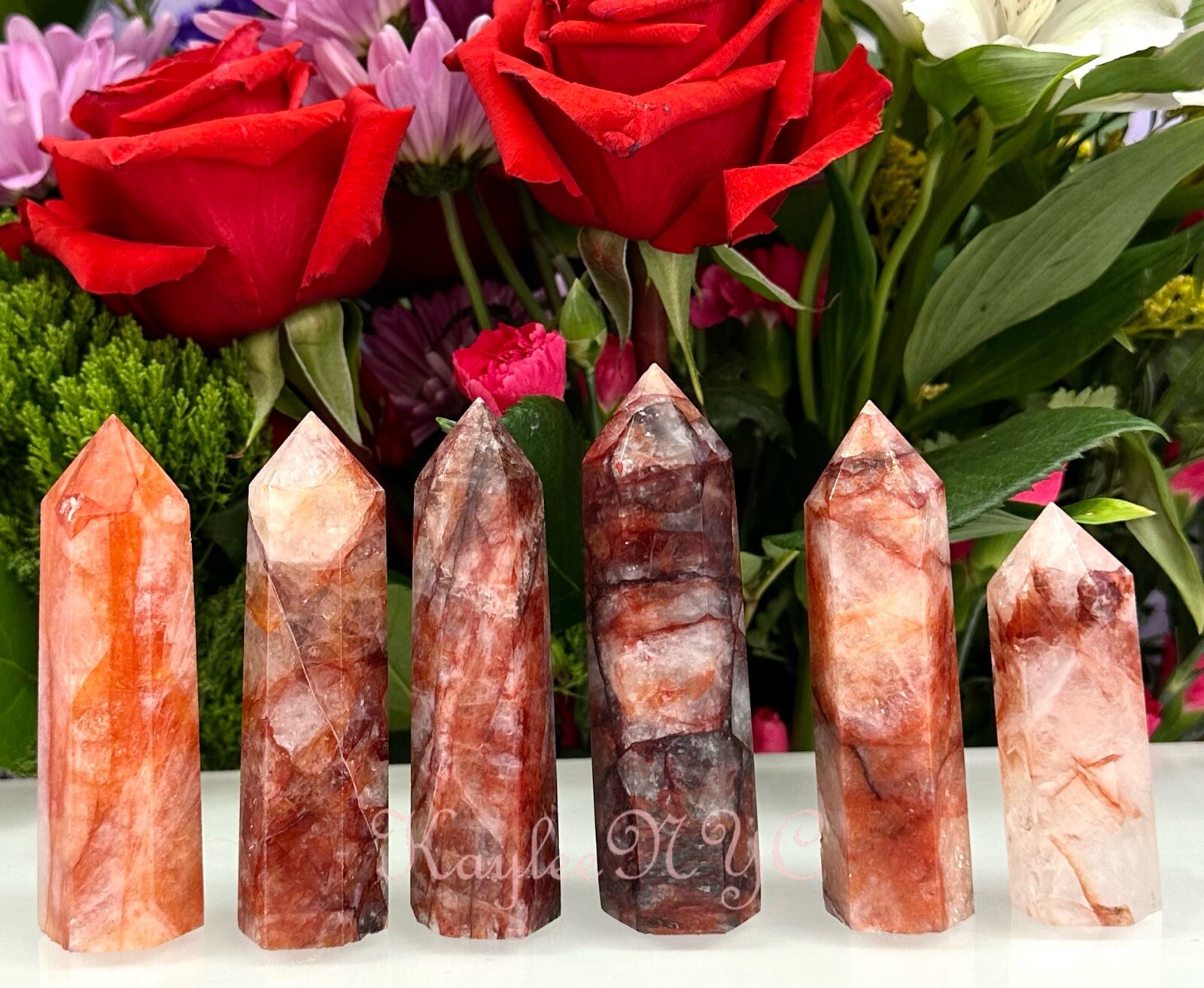 Wholesale Lot 1 Lb Natural Hematoid Fire Obelisk Quartz Tower Point Crystal