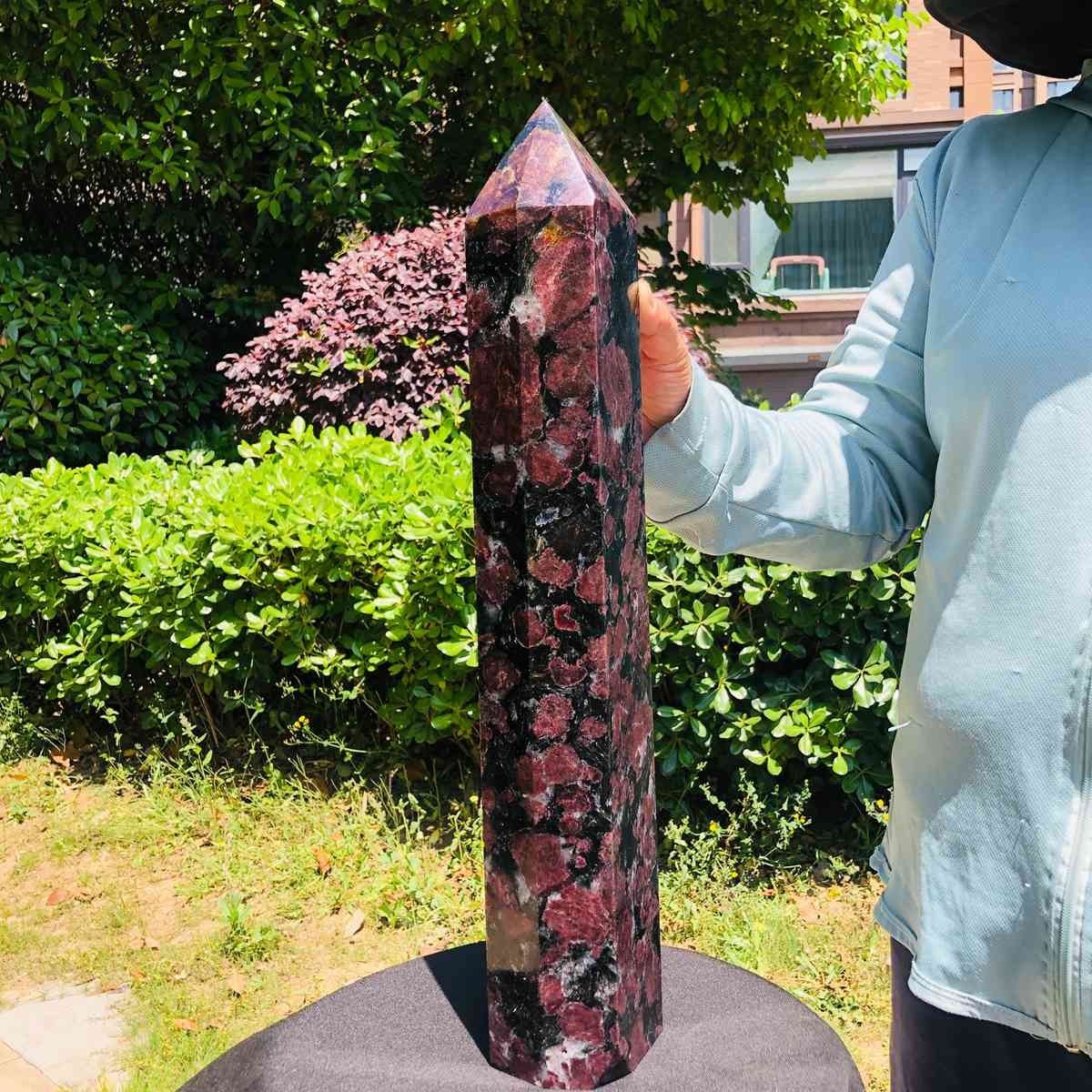 16LB Natural Garnet Fireworks Obelisk Quartz Tower Crystal Wand Point Healing