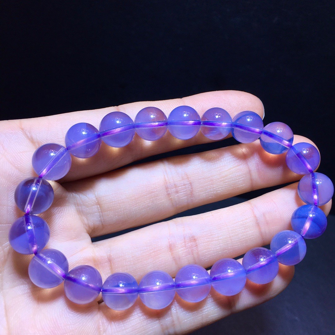 Natural amethyst, lilac and purple cream through-body bracelet