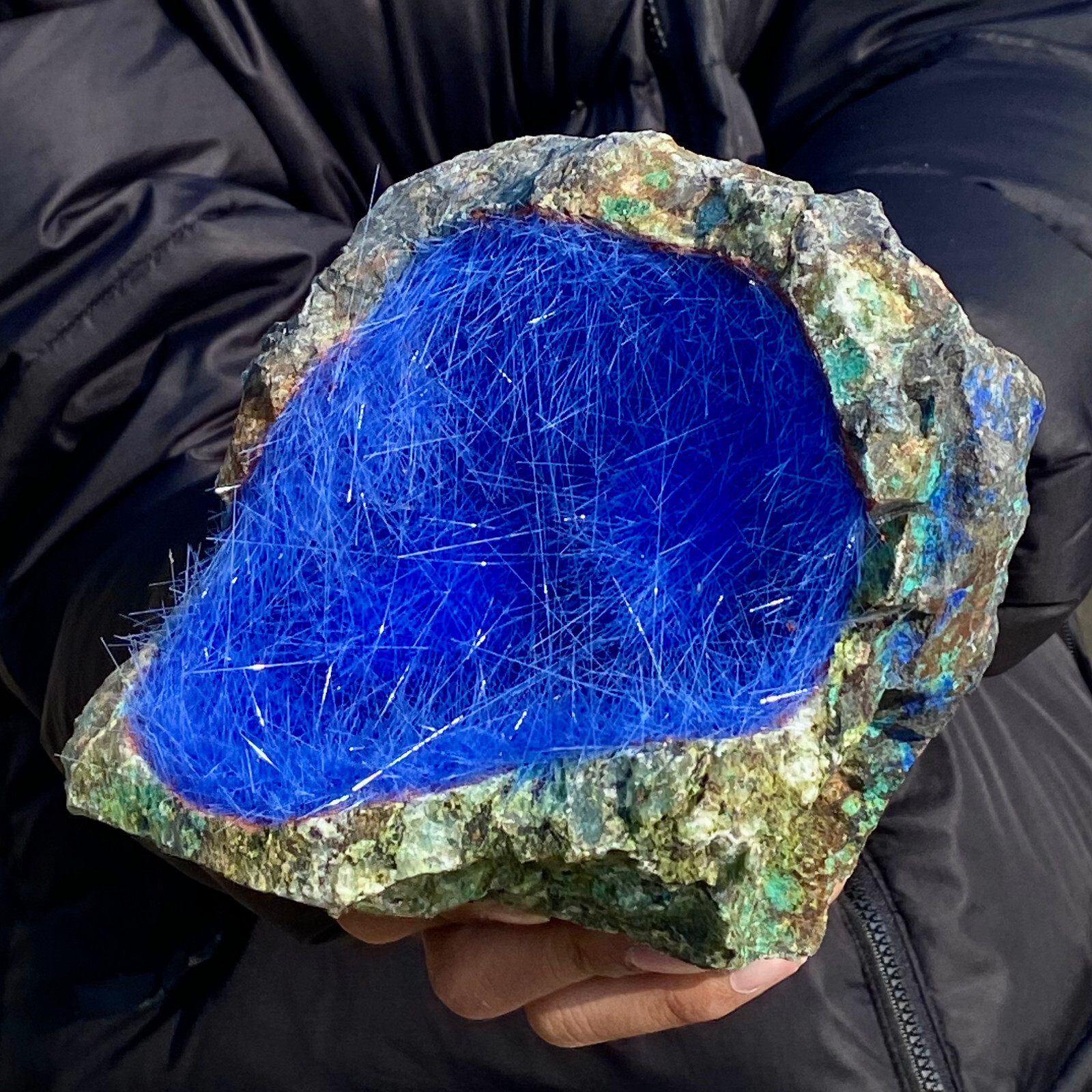 7.17LB Natural Blue Needle Iron Ore Mineral , Original Ore Quartz Crystal