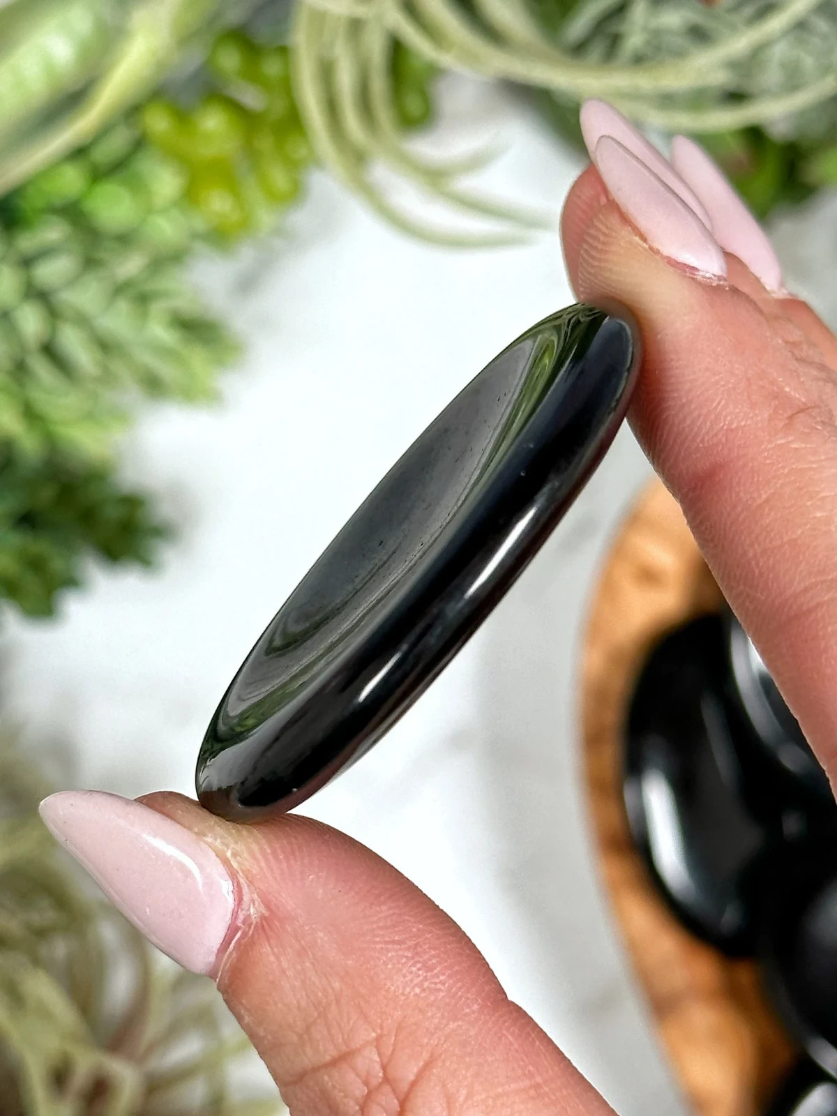 3pcs Black Obsidian Worry Stone Healing Energy Mineral Specimen Palm Stone Decor