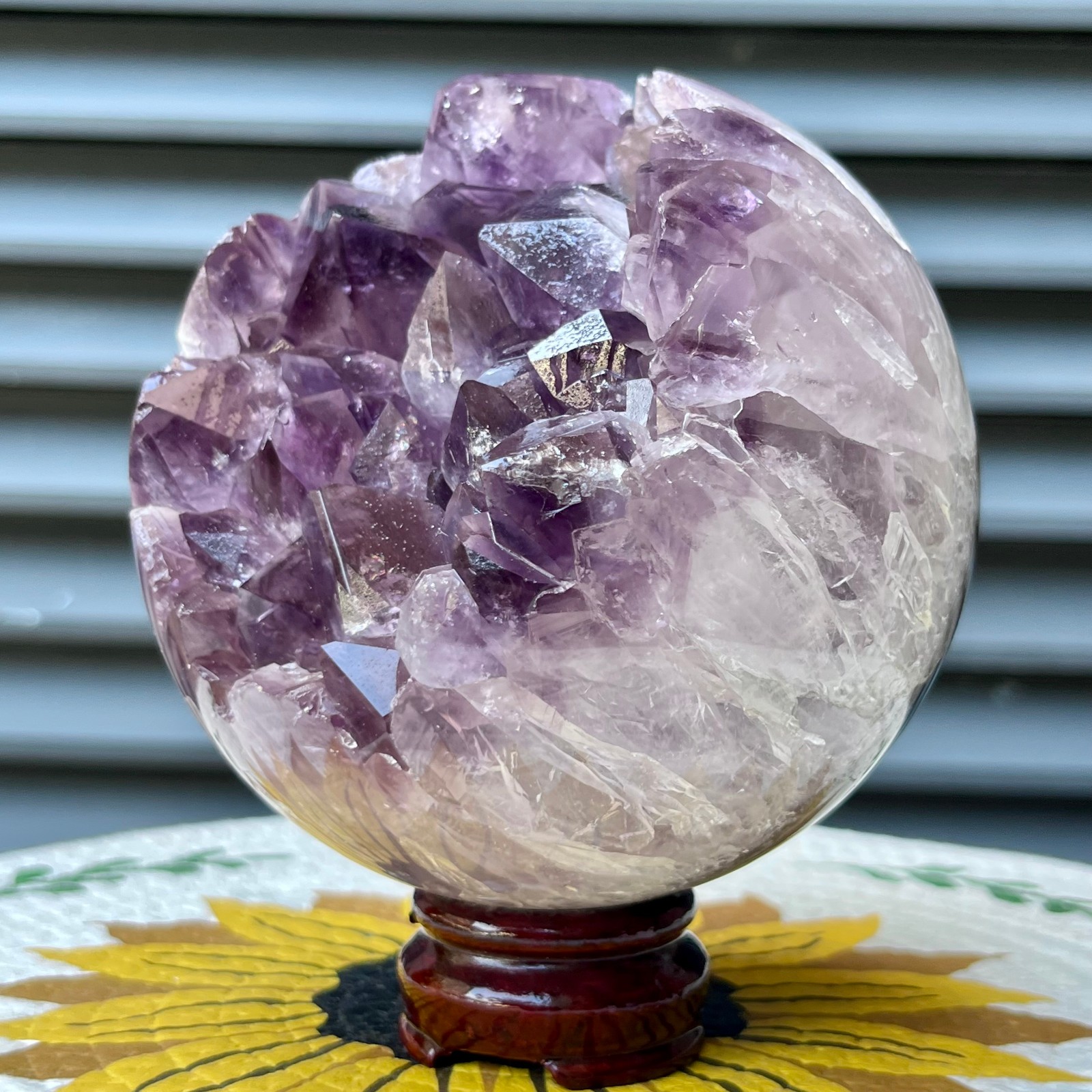 4.2 lb Amethyst Geode Crystal Sphere Natural Druzy Ball Agate Display Art Decor
