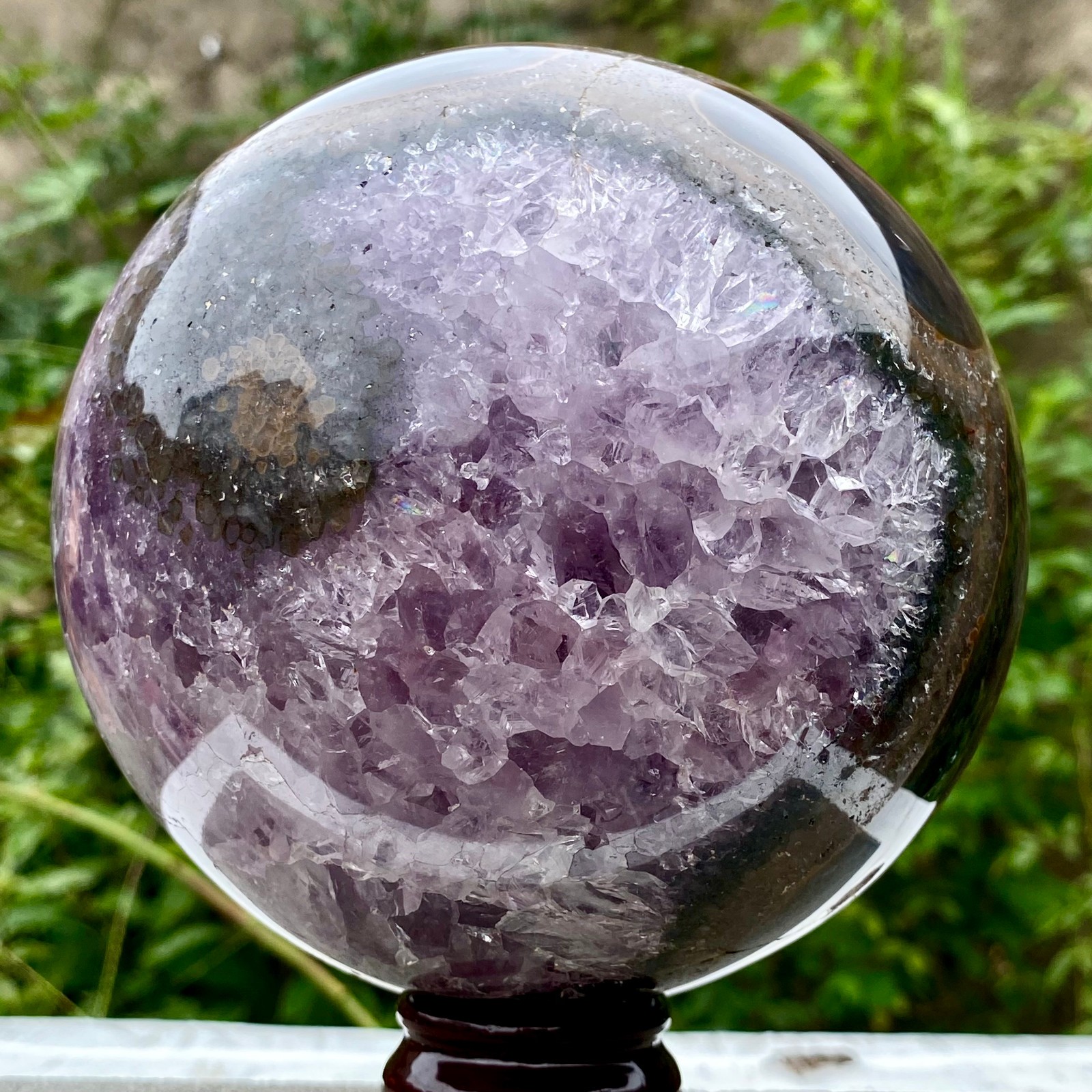 5.9LB Natural Amethyst Agate Sphere Polished Healing Crystal Ball Home Fe