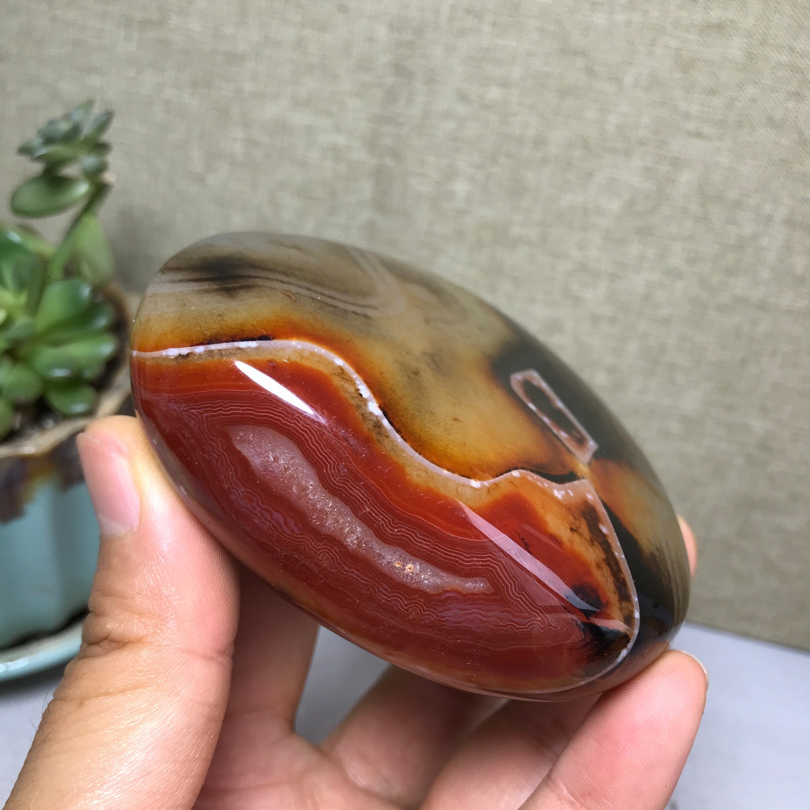 85mm Crazy Lace SILK Banded Agate Polished Crystal Specimen Tumbled 318g A5254