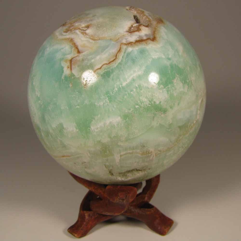 2.8″ Blue CARIBBEAN CALCITE Aragonite Sphere w/ Stand– Afghanistan – 71mm – 1 lb