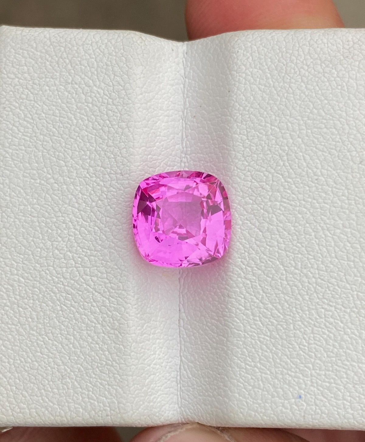 6 Ct Hot Pink Sapphire 10x10mm Gemstone, Cushion Cut Lab Gorwn Stone For Jewelry