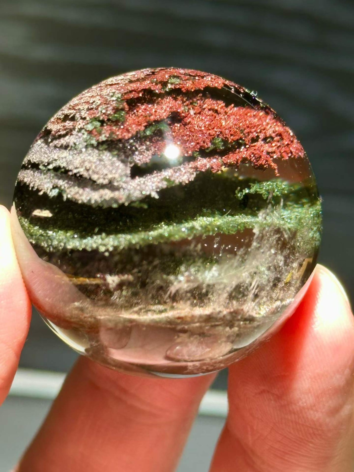40mm Natural Color Phantom Quartz Sphere Energy Crystal Ball Reiki Decor
