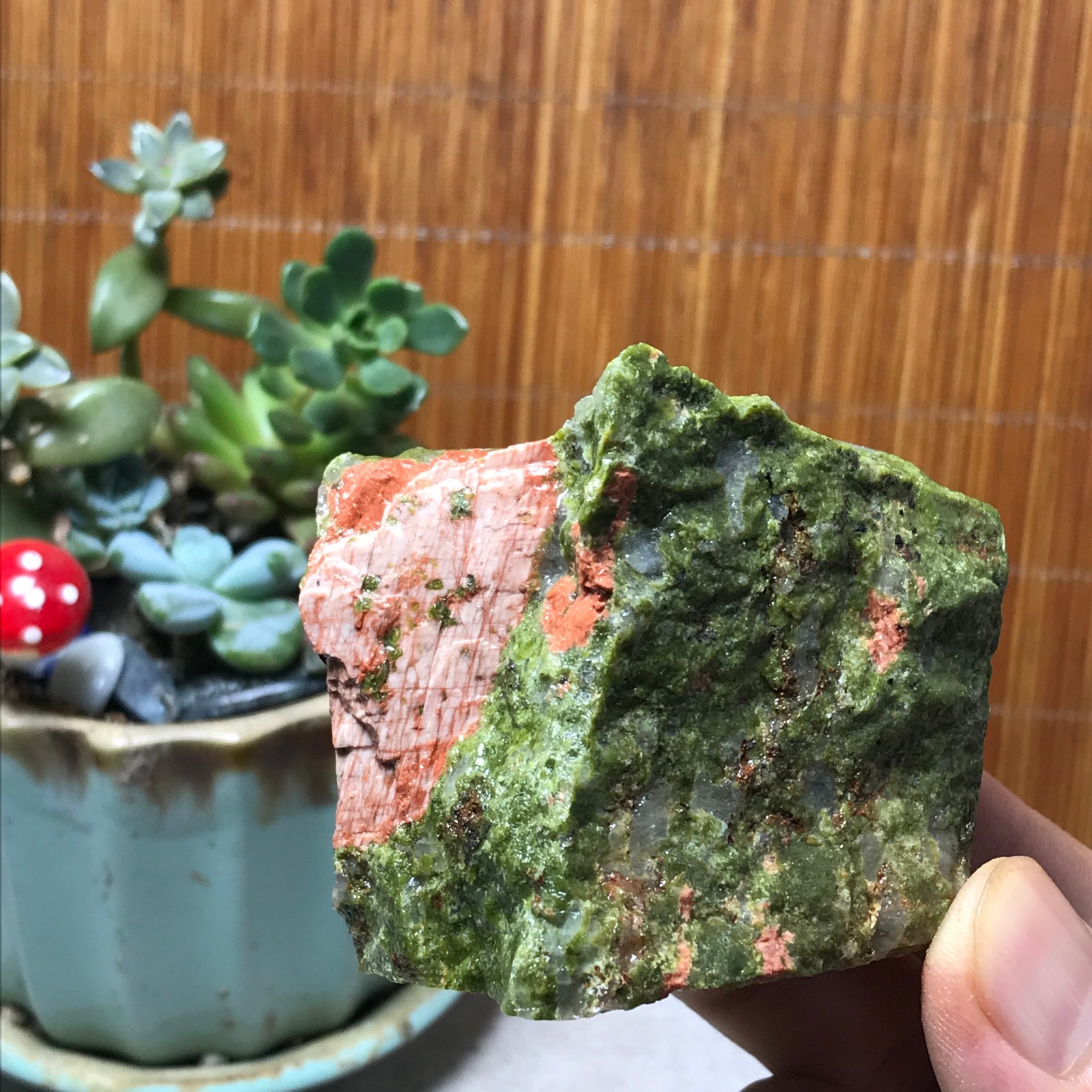 198g Natural Unakite Crystal gemstone Rough Mineral Specimen healing A6350
