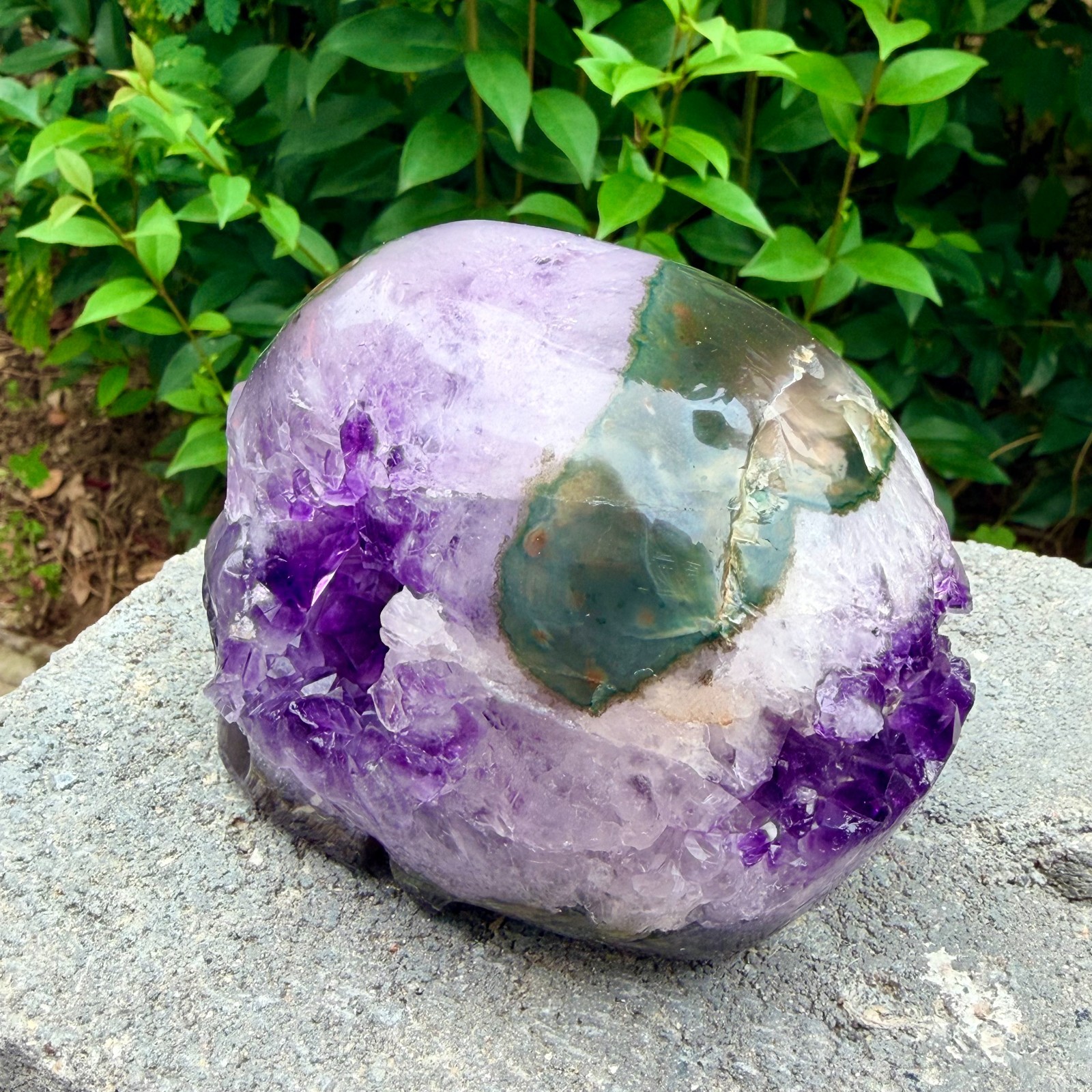 2.18lb Amethyst agate crystal cave skull, Rare hand carved skull specimen