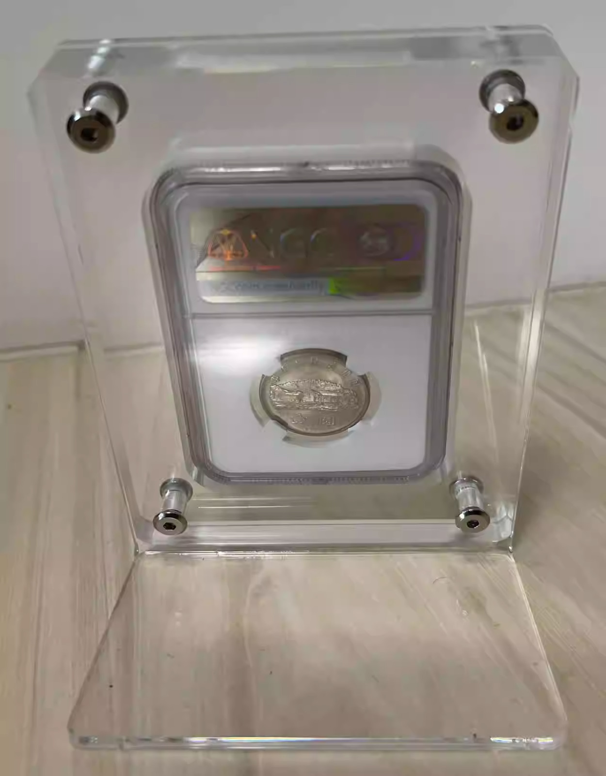 Acrylic Display Frame Protector Case w Integrated Stand For NGC/PCGS Coin Holder