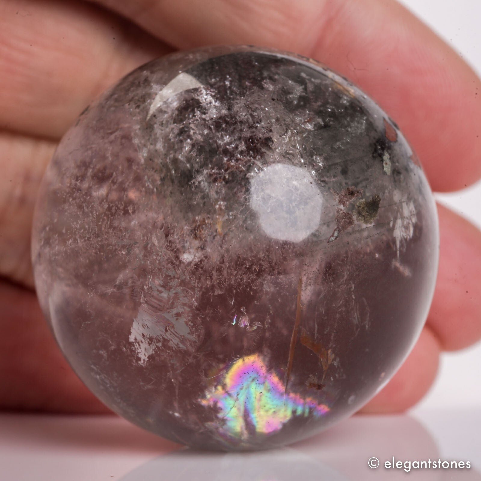 88g40mm Natural Garden/Phantom/Ghost/Lodolite Quartz Crystal Sphere Healing Ball