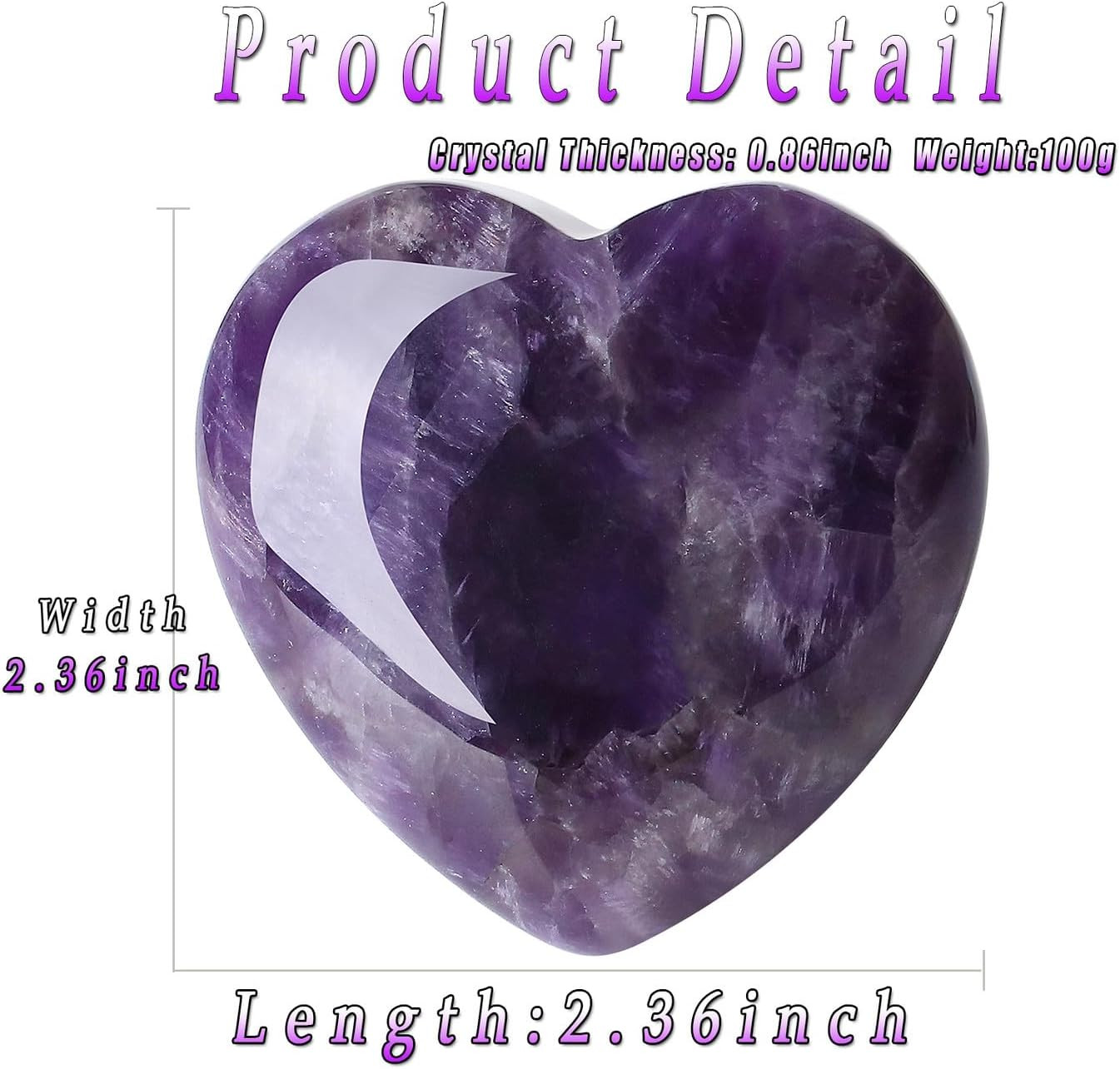 60 Mm Amethyst Crystal Rock Large Heart Stone Healing Crystals Gifts for Women N