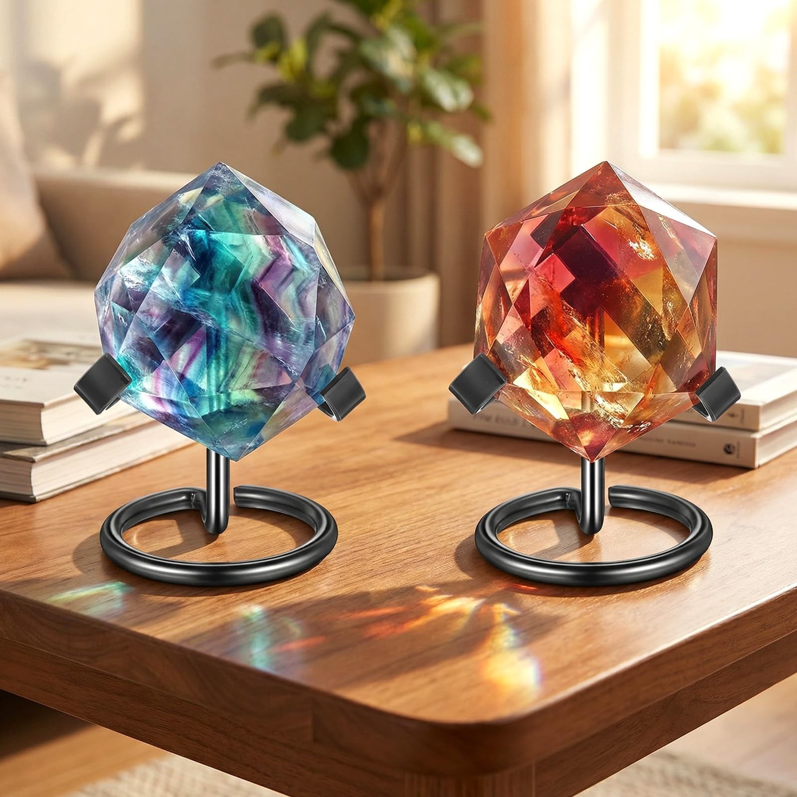 10 Pcs Metal Crystal Heart Stand for Gemstones, Fossils, Agate Display Easel