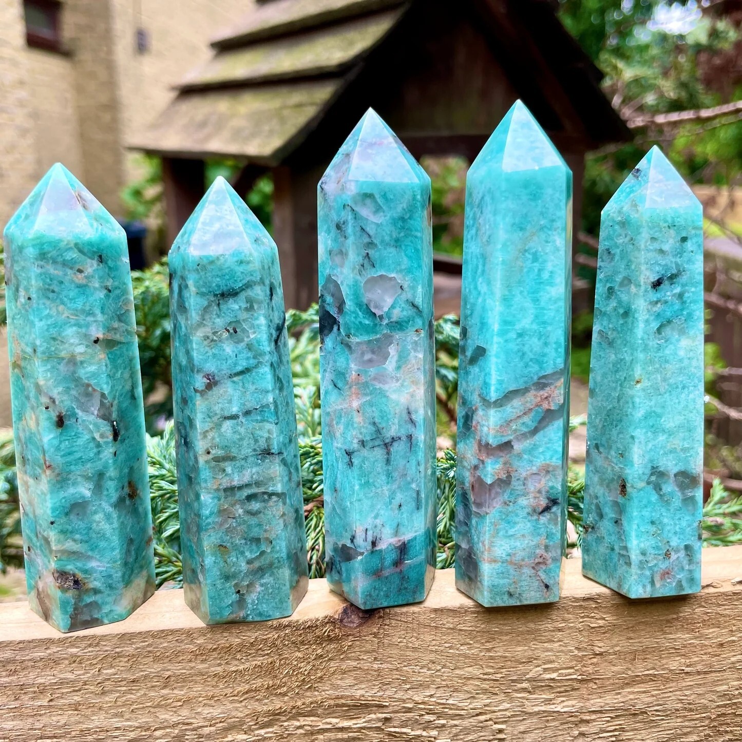 Amazonite Crystal Wand Obelisk Chakra Healing Witch Tower Point Home Decor Gift