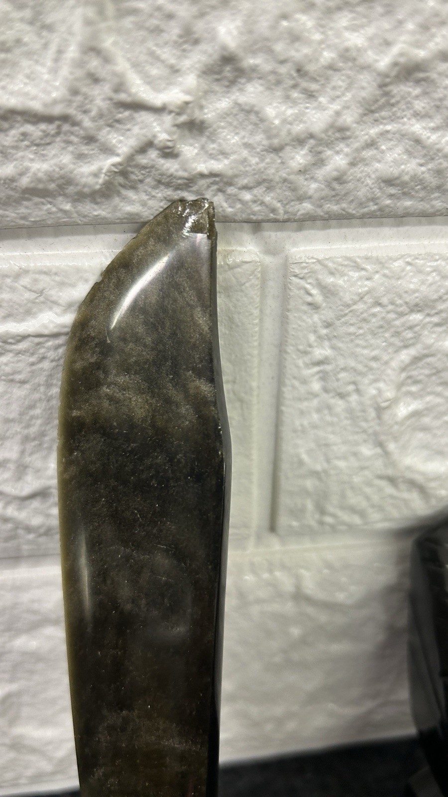 Golden Sheen Obsidian Mayan Aztec Figure 2 Knives Carved Quartz Crystal Mexico