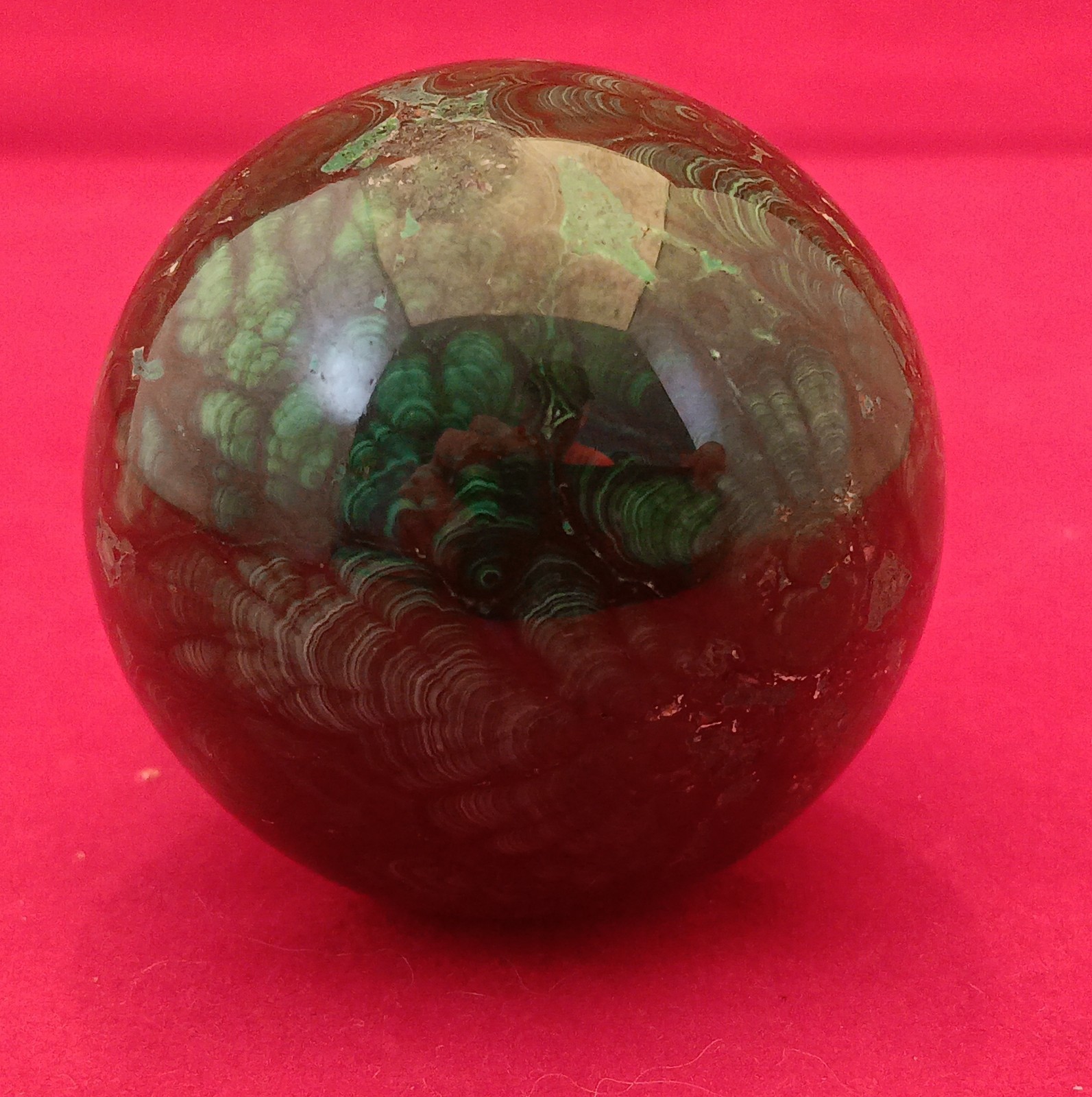 Malachite Sphere 210 Grams With Wooden Stand ~1-7/8″ Diameter