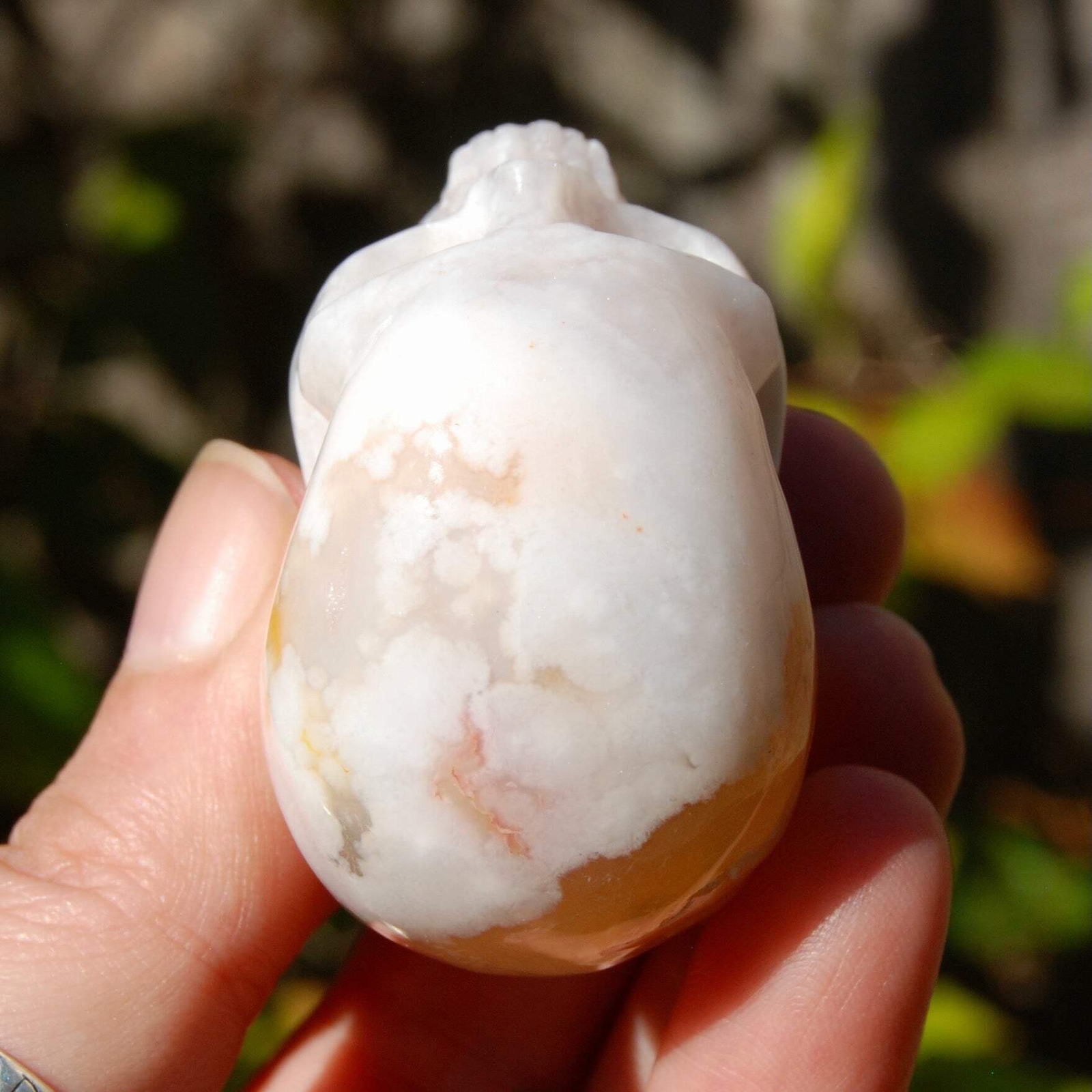 2in Sakura Flower Agate Carved Crystal Skull