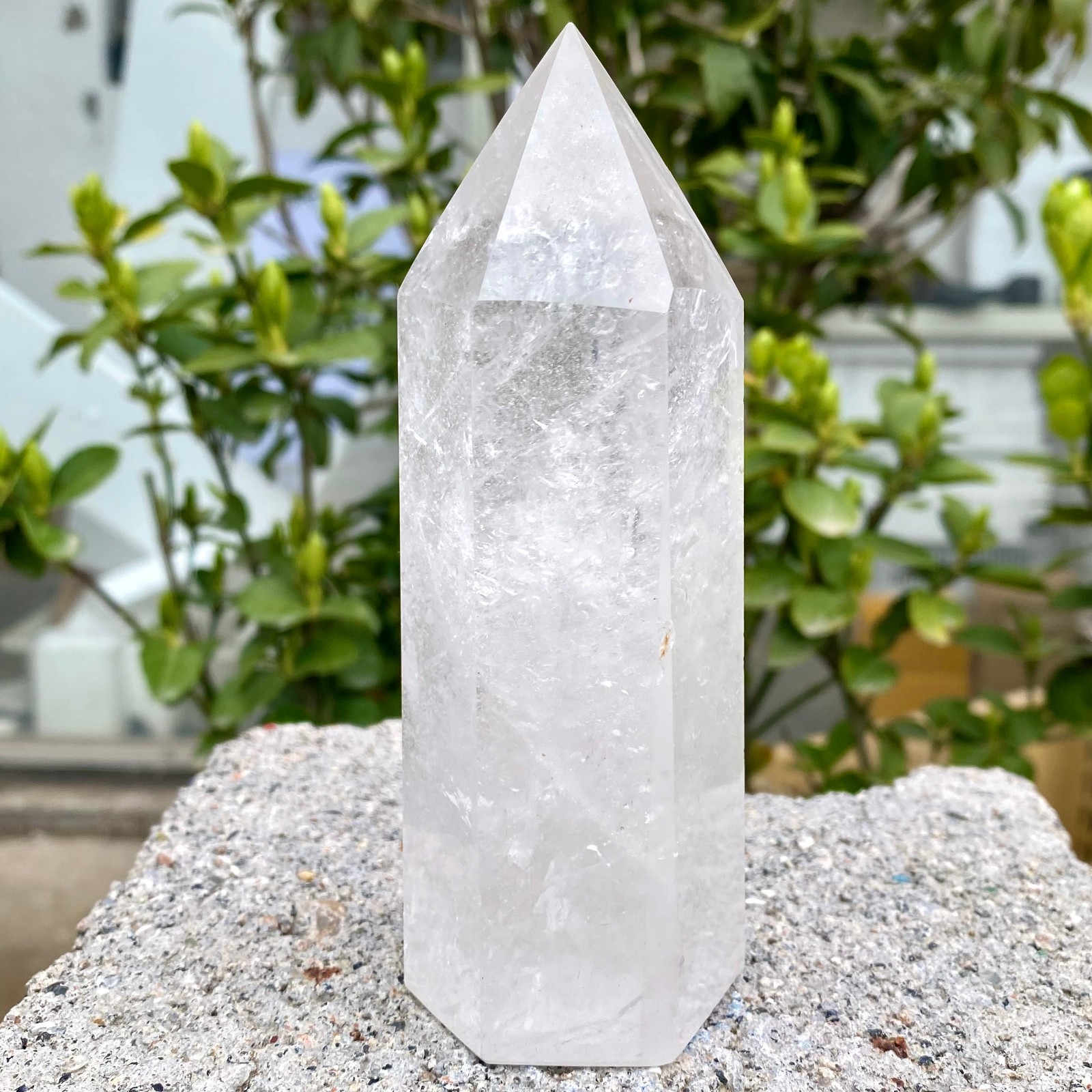1.01LB Natural Clear White Crystal Obelisk Transparent Quartz Energy Column Reik