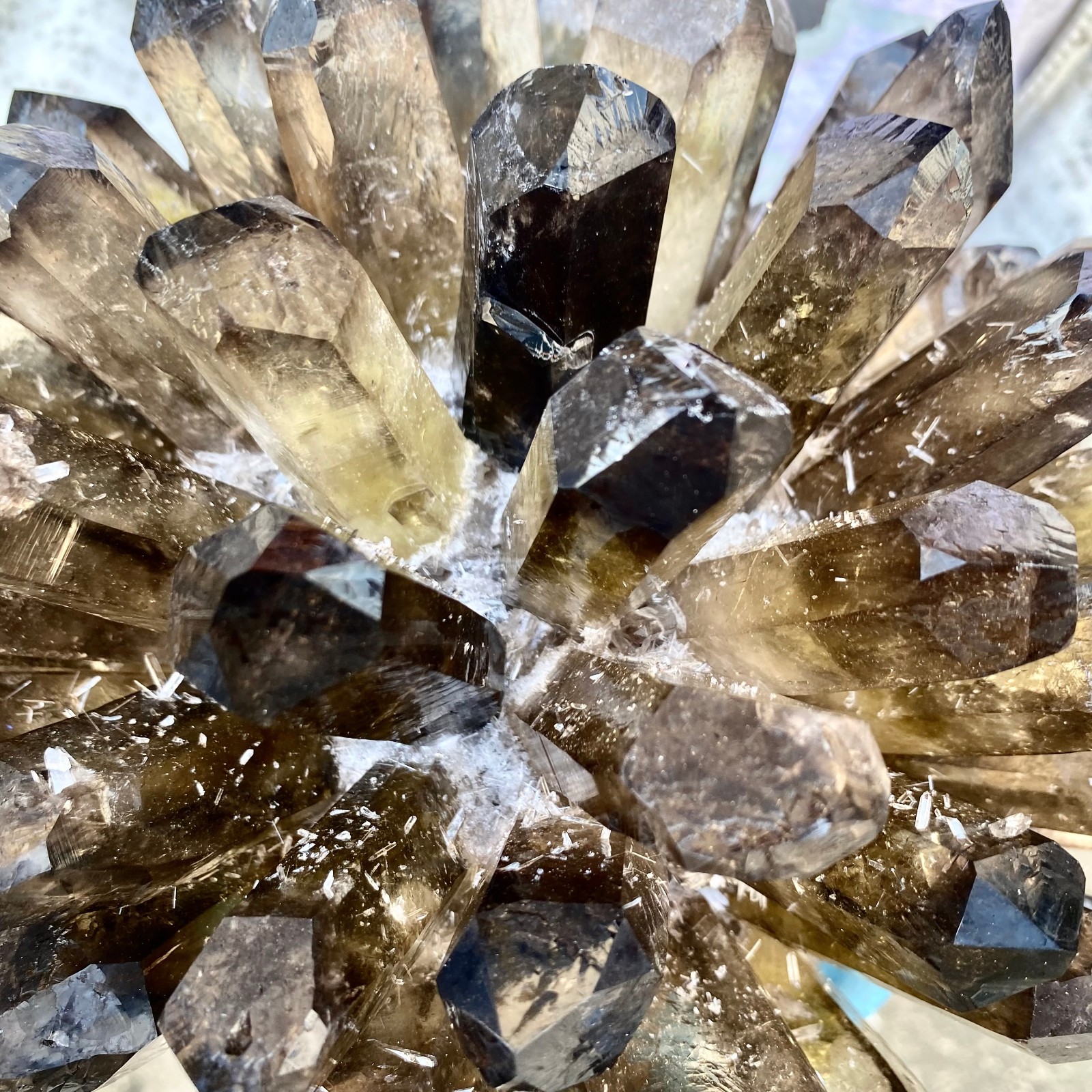 13.27LB New Find black Phantom Quartz Crystal Cluster Mineral Specimen Healing