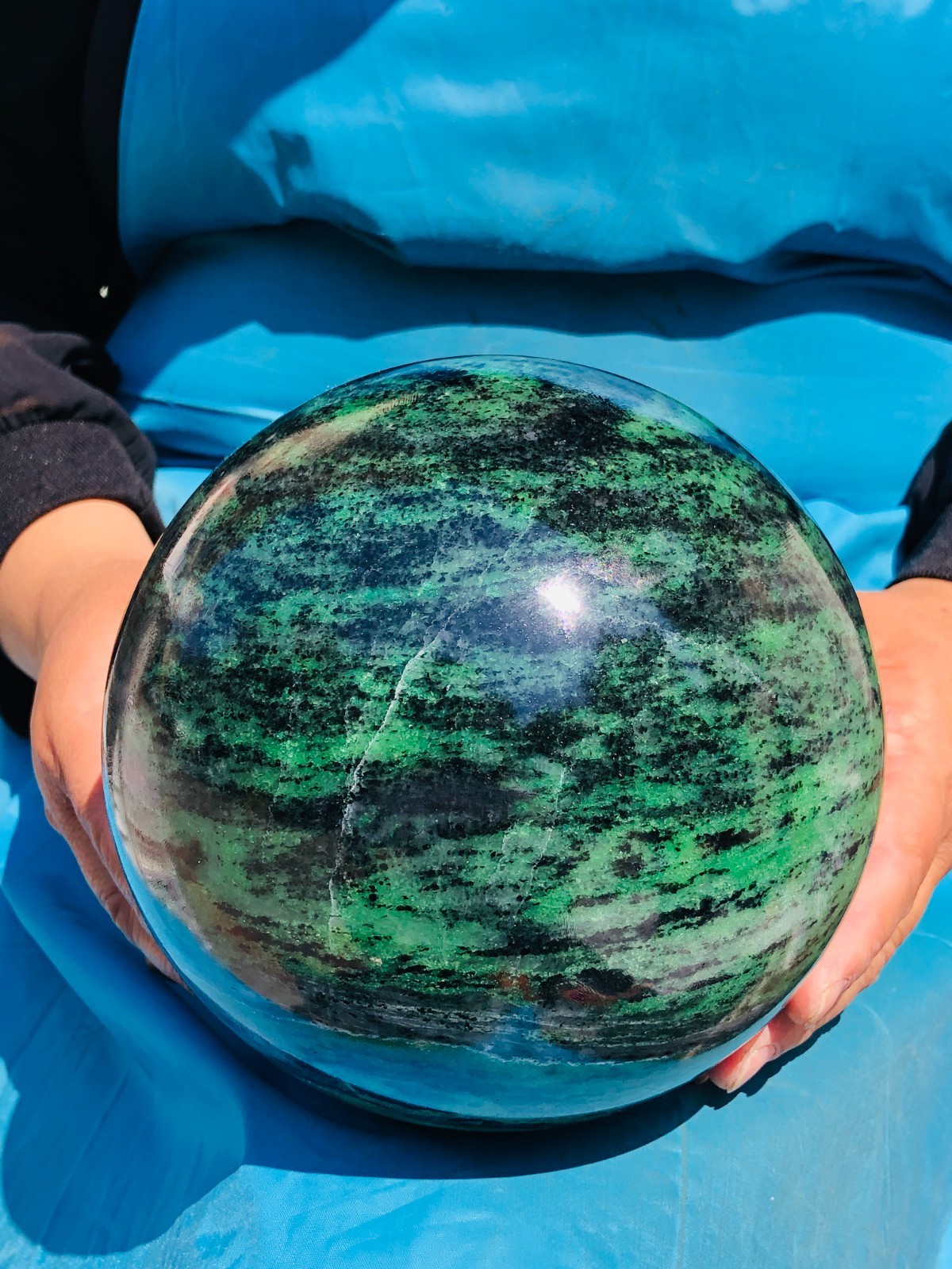 12.29 LB Large Natural Ruby Zoisite Sphere Crystal Healing Stone Specimen 5157