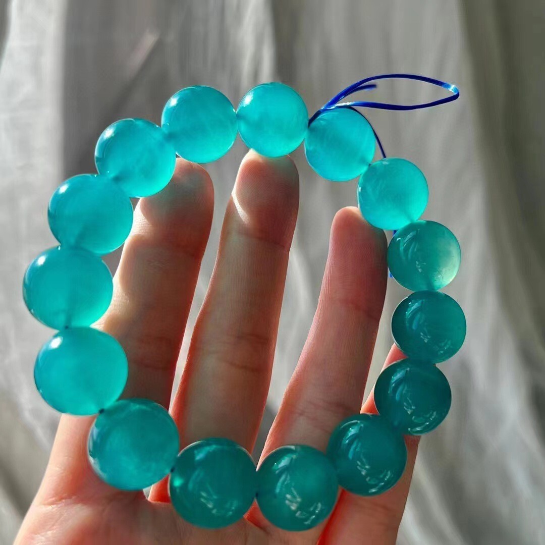 Natural Ice Amazonite Mozambique Gems Round Beads Bracelet 16mm AAAA
