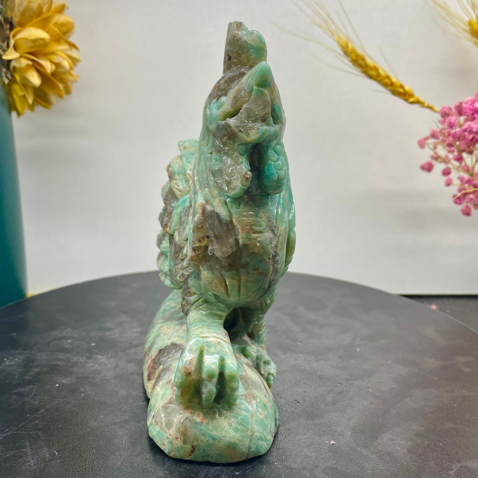 1.58LB Natural Amazonite Carving chicken Hand Carved Crystal Healing Decor