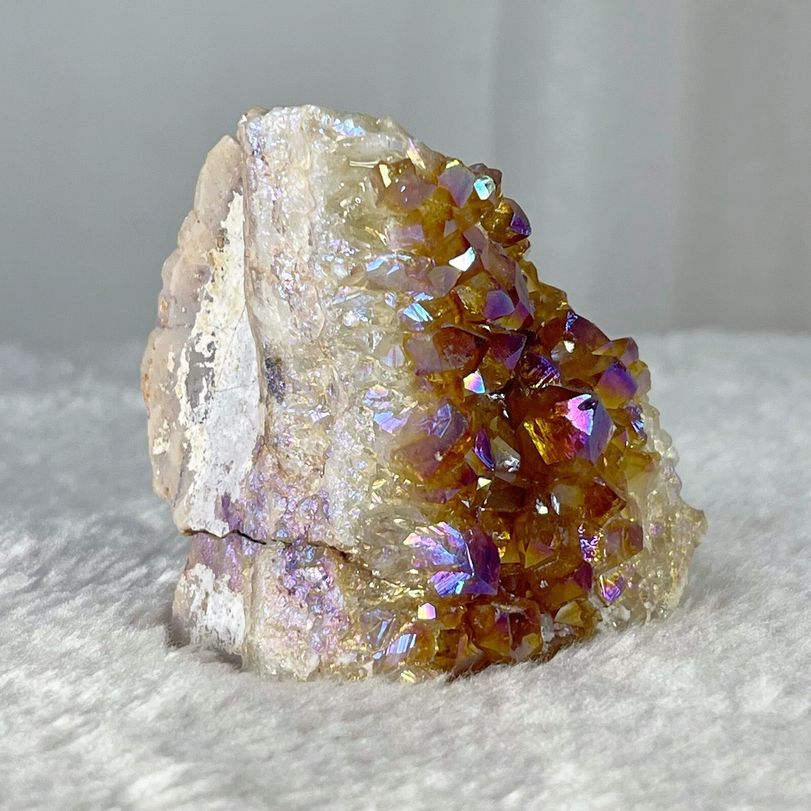 334g Aura Citrine Cluster Rare Mineral Specimen Titanium Coated Stone