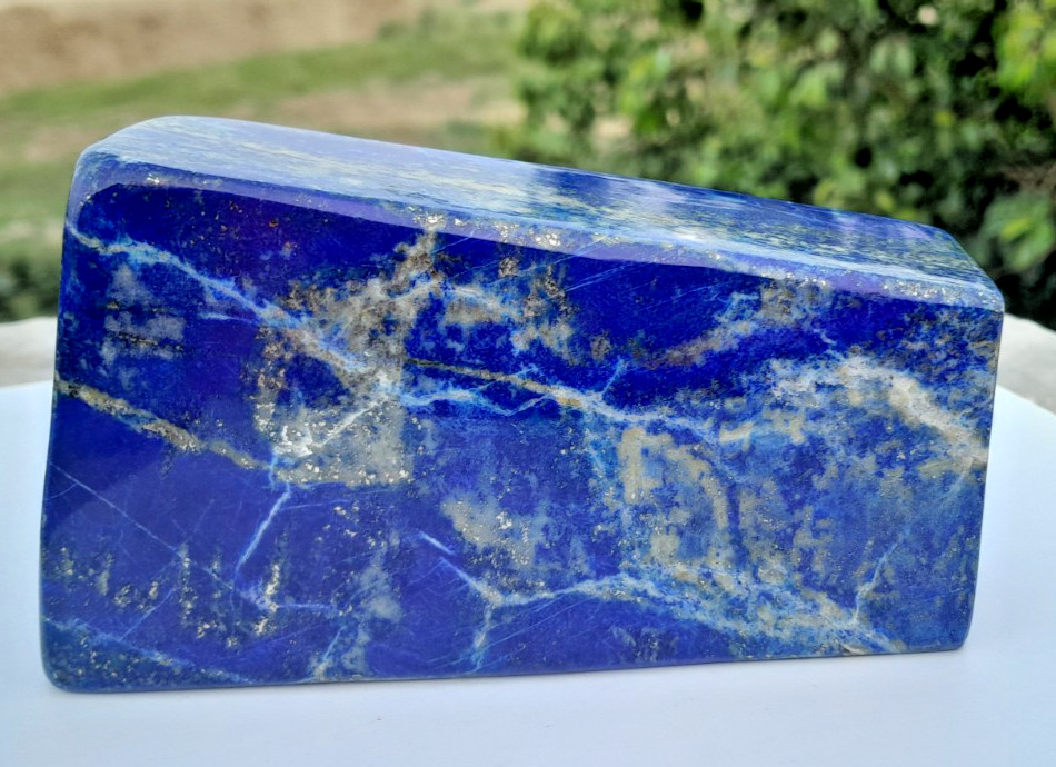 630g Lapis Lazuli Freeform With Iron Pyrite Inclusion Rough Tumbled Polished