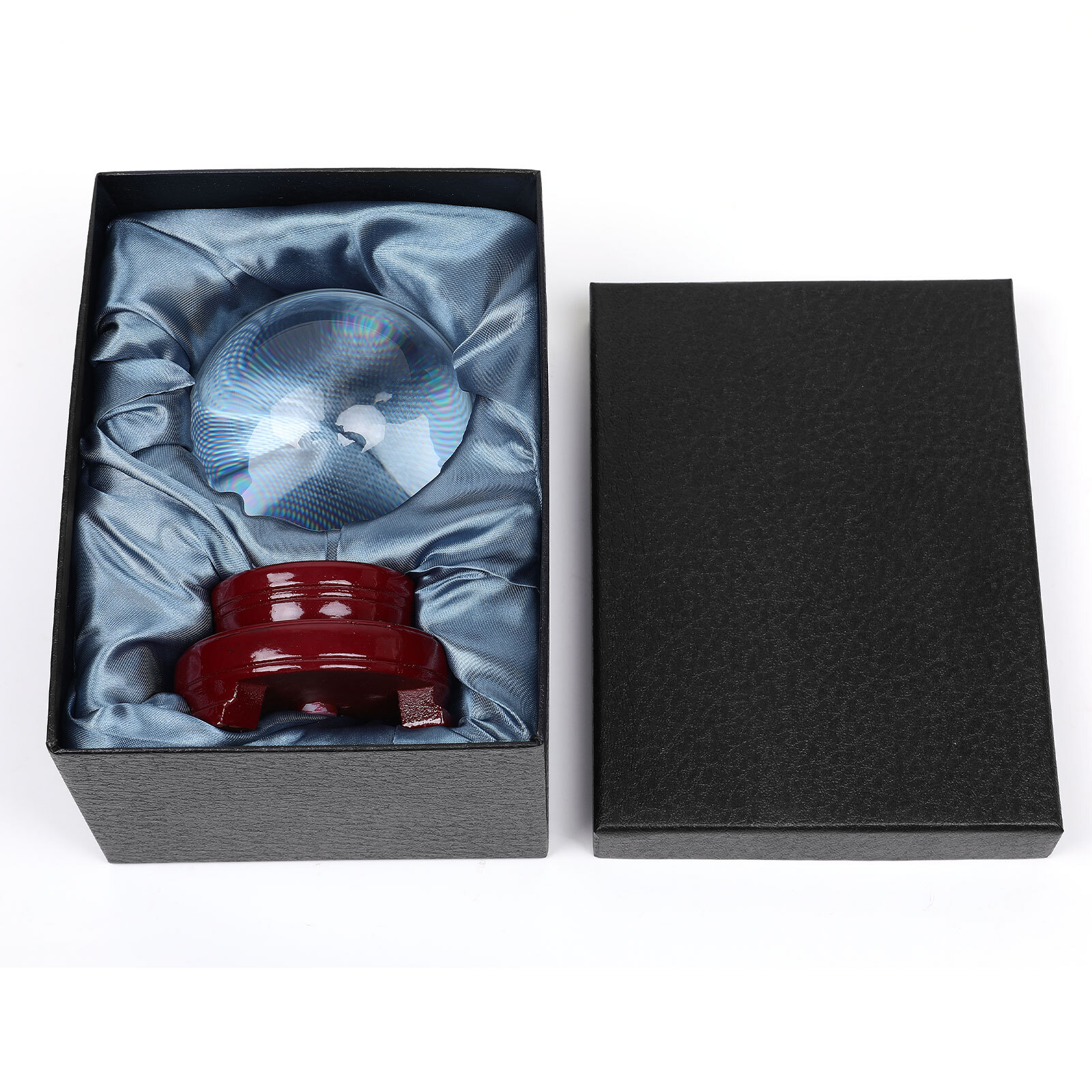 120mm Clear Divination Crystal Ball Meditation Glass Sphere with Wooden Stand