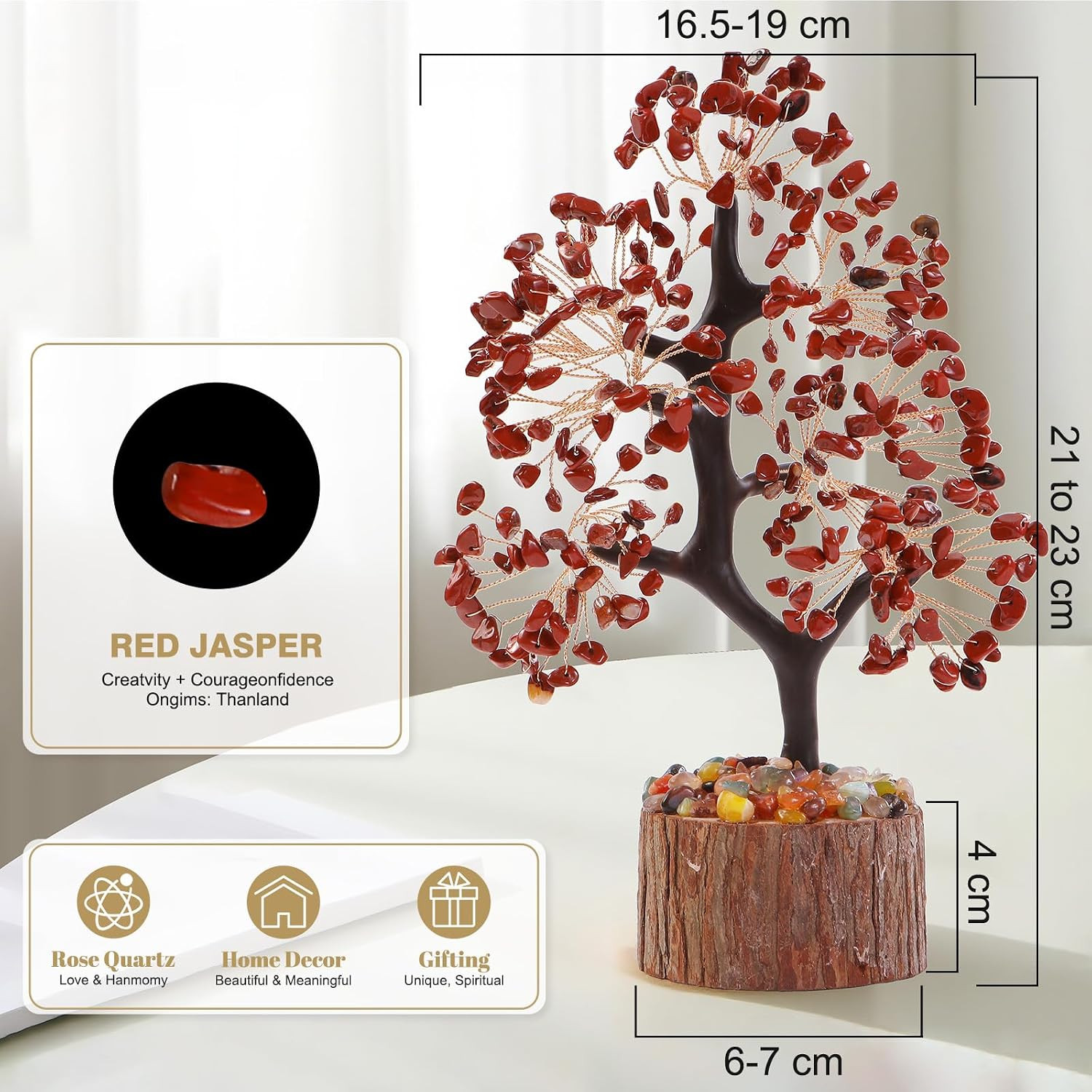 Crystal Tree of Life Red Chakra Stone, Birthday Gifts for Women, Mon and Sister,
