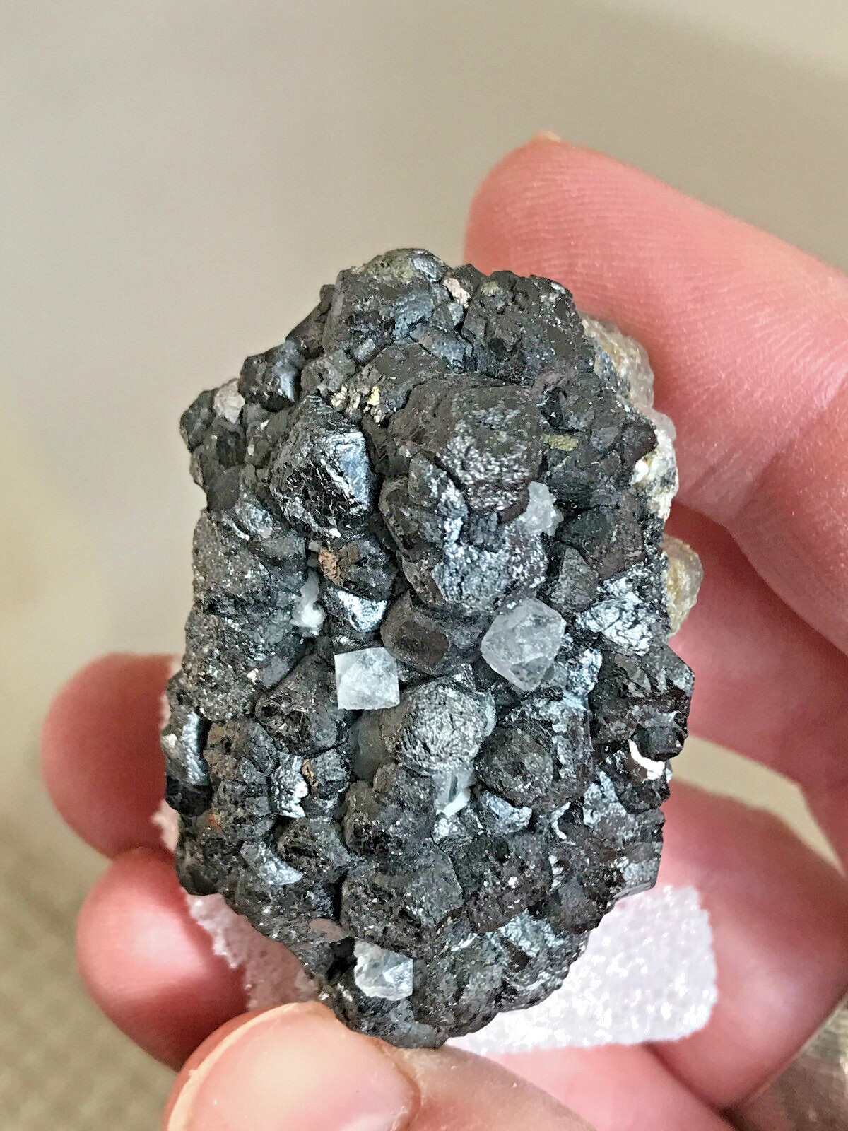 Beta Quartz, on Magnetite xtls, Huanggang mines, Inner Mongolia, China