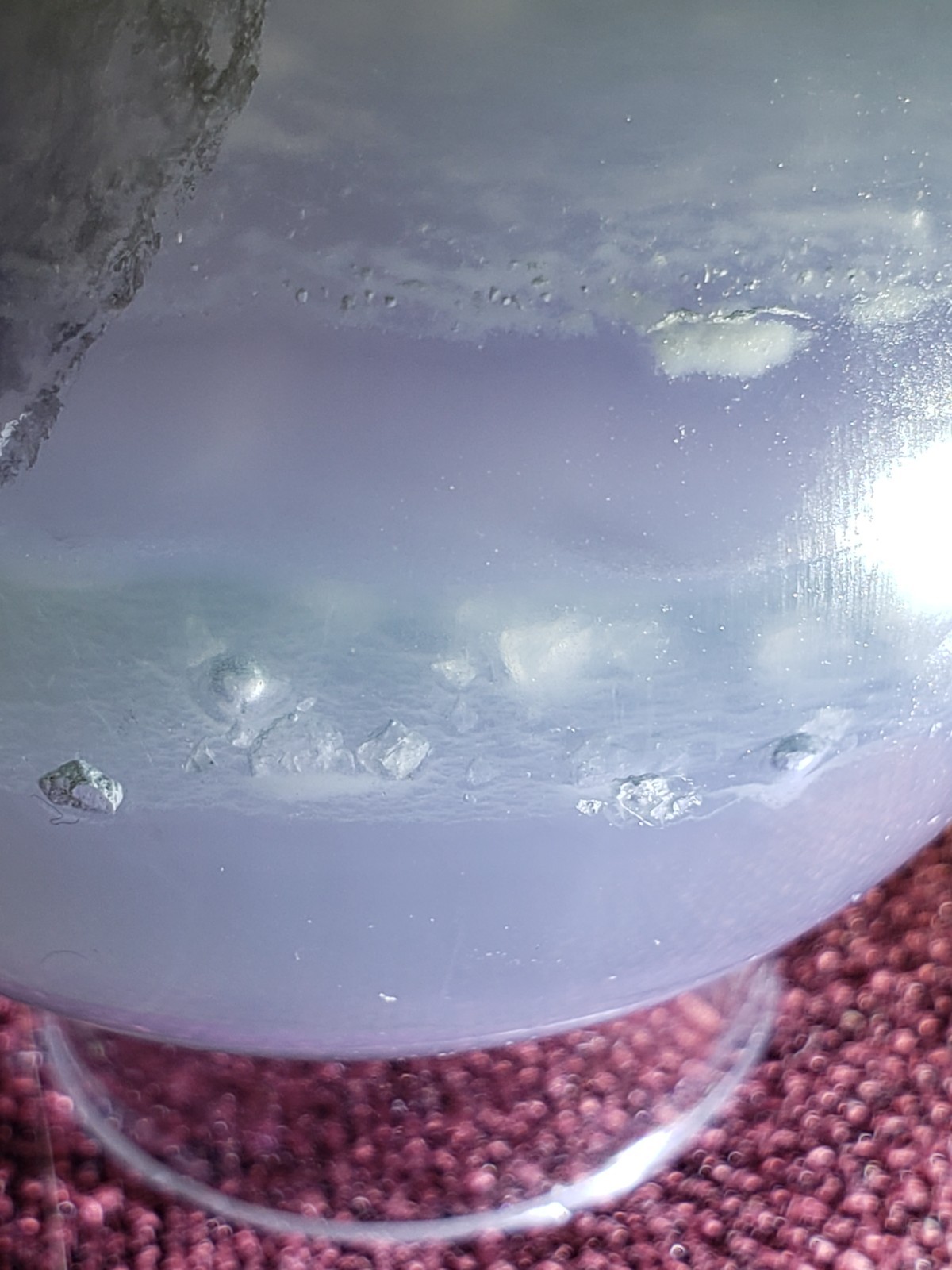 2.45″ Yttrium Lavender Fluorite Sphere Enhydro Sphere Orb Ball UV, 401g or 14 oz