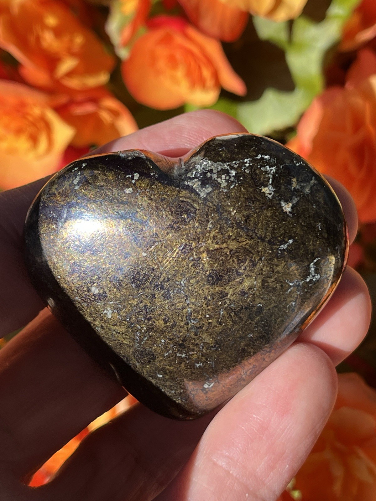Peruvian Covellite Heart with Pyrite