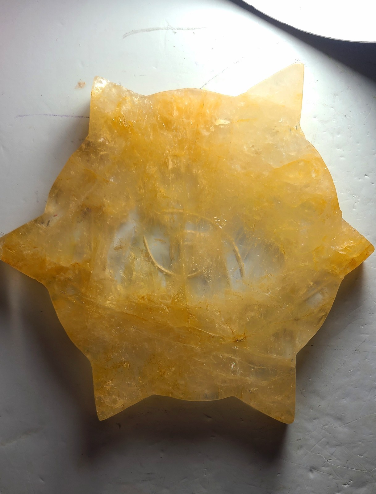 5.3″ A++ 249g Best Golden Healer All Seeing Eye No Evil Crystal Healing Carving