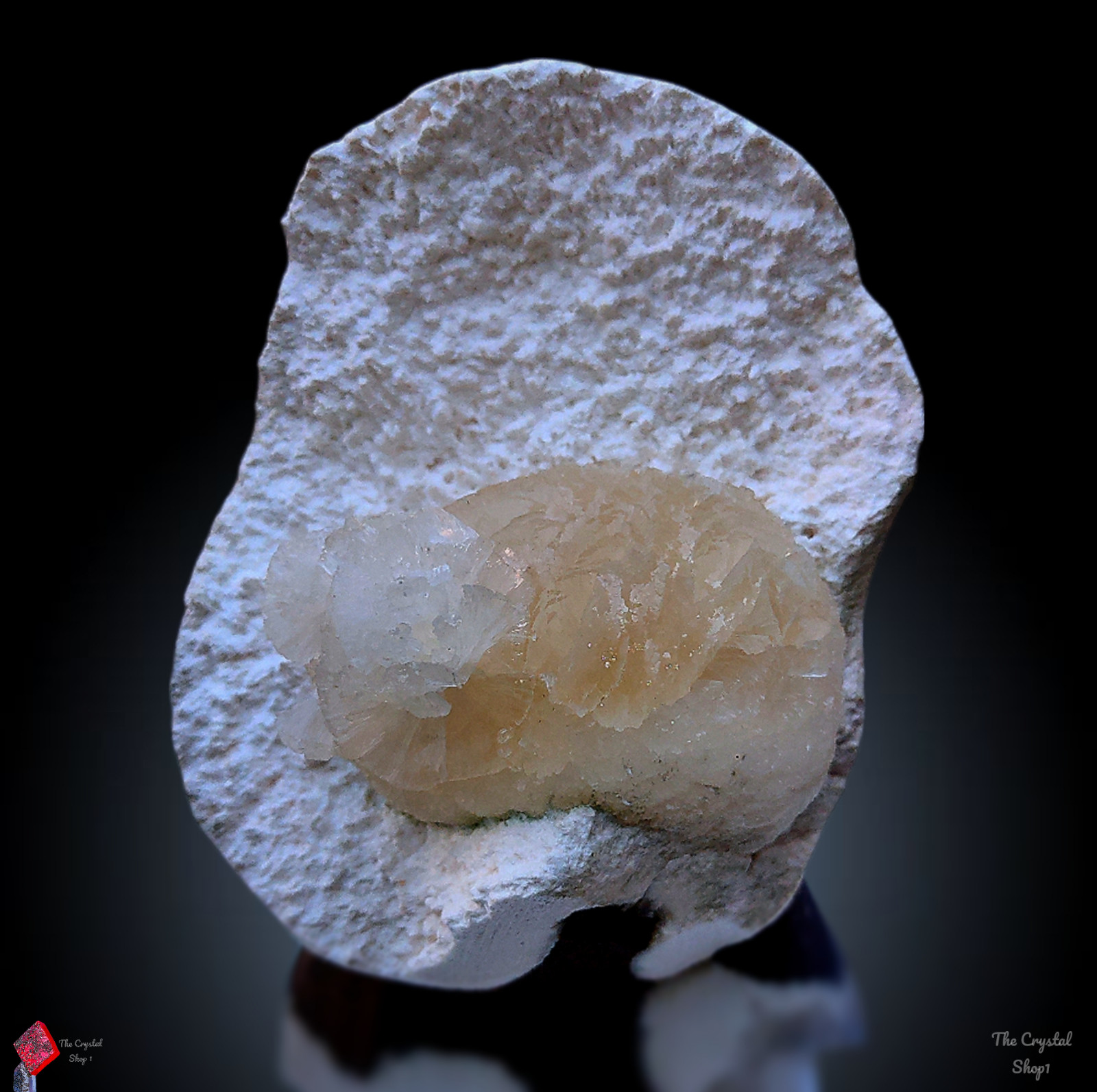 Yellow Sterlite Ball on Okenite Natural mineral specimen