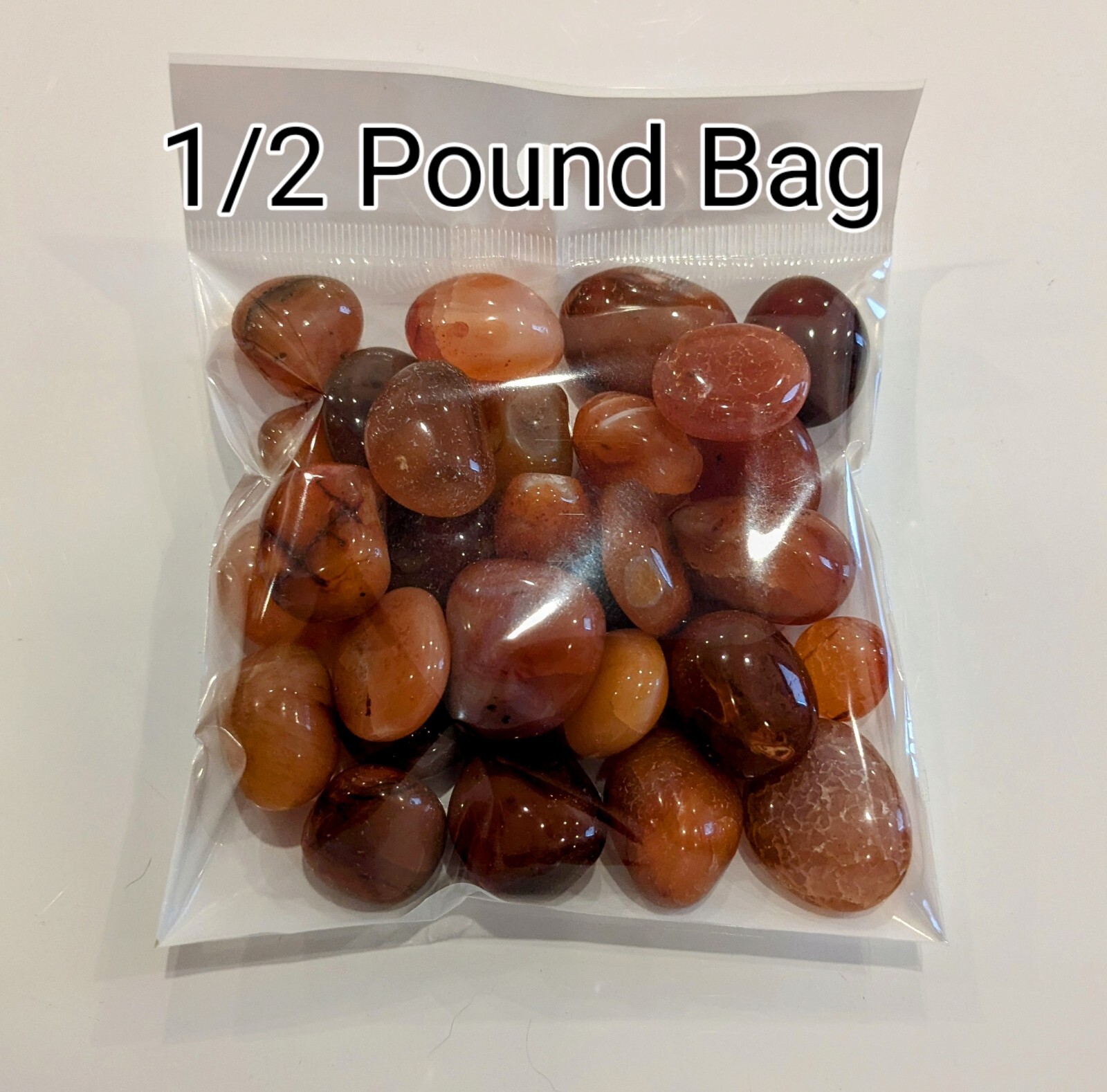 1/2 LB. Carnelian Tumbled Gemstones Sacral Chakra Activation 30-35 Stones p/bag