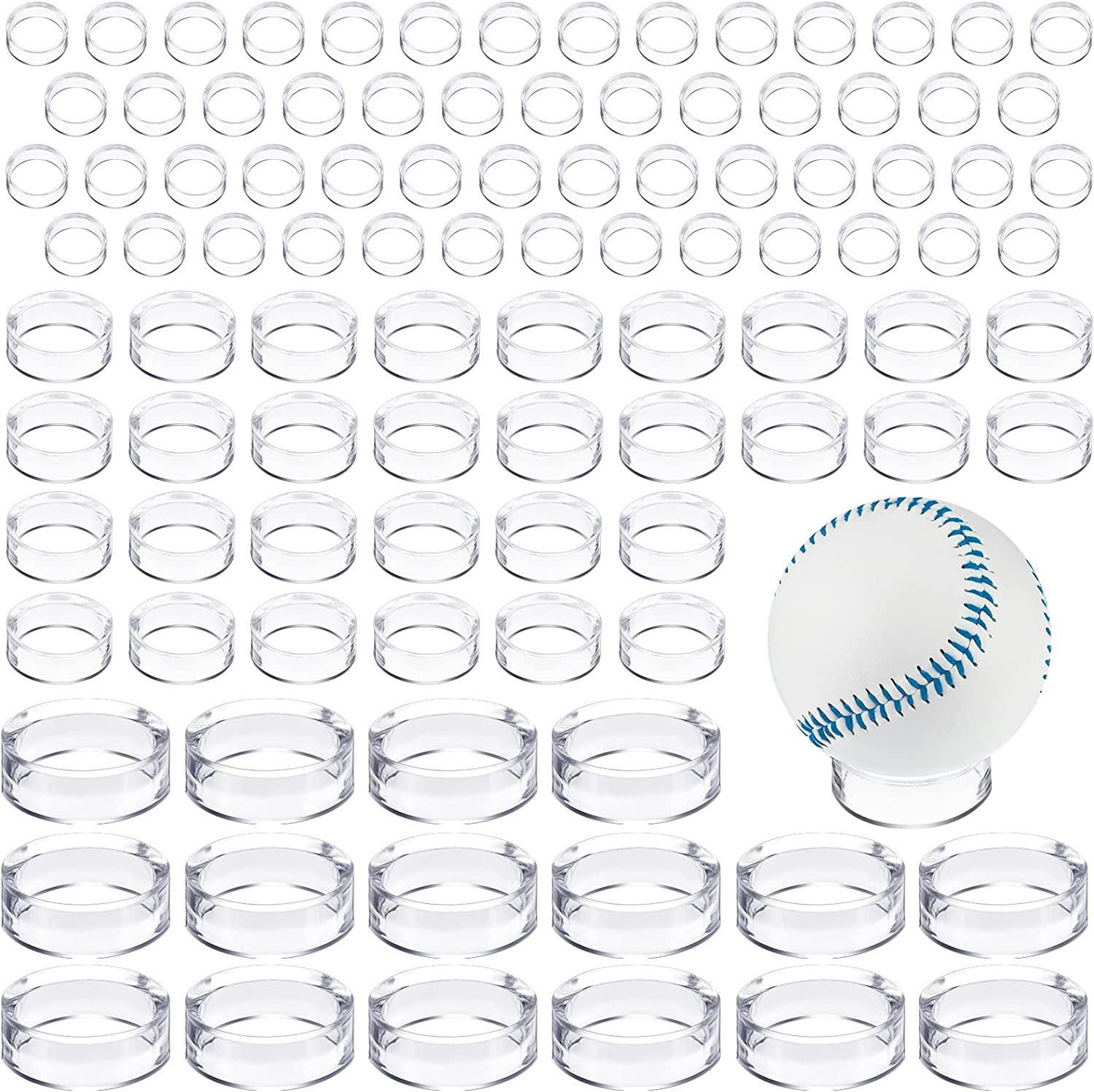 100Pcs Acrylic Sphere Stand Clear Plastic Ring Display D�Cor round for Golf Ball