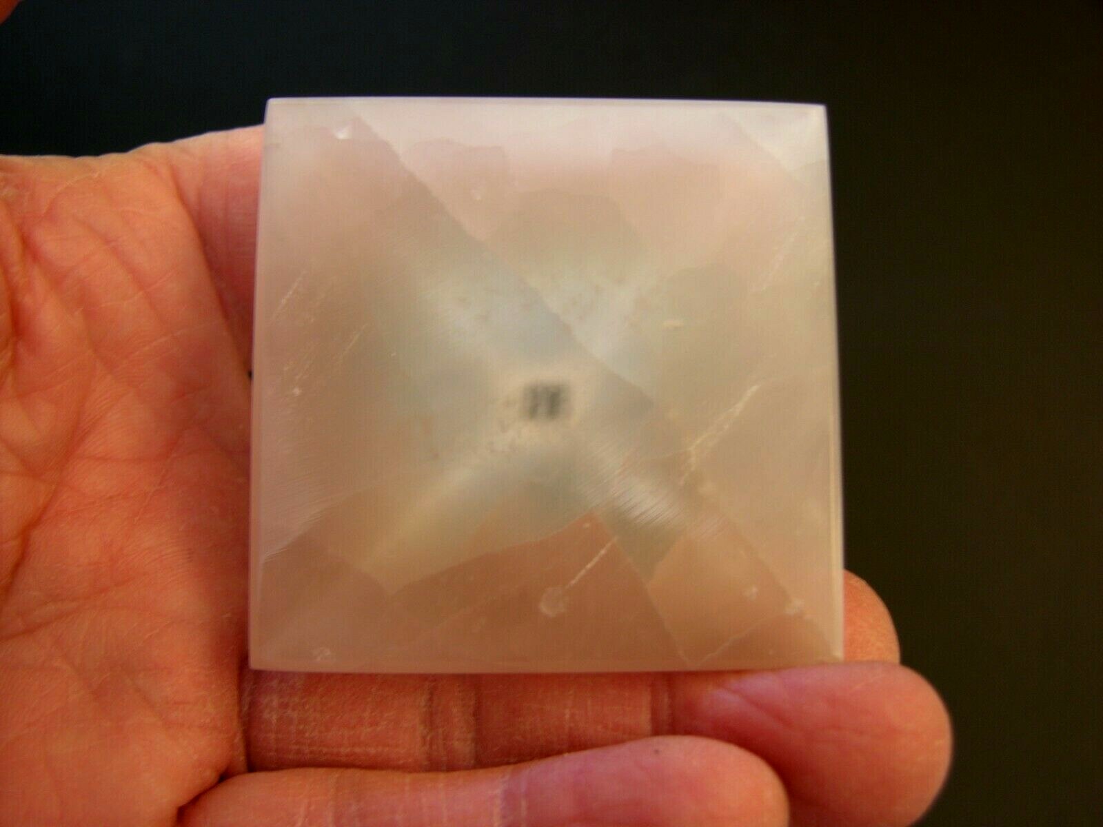 Selenite pyramid polished crystal all natural 2.25 inches tall & wide