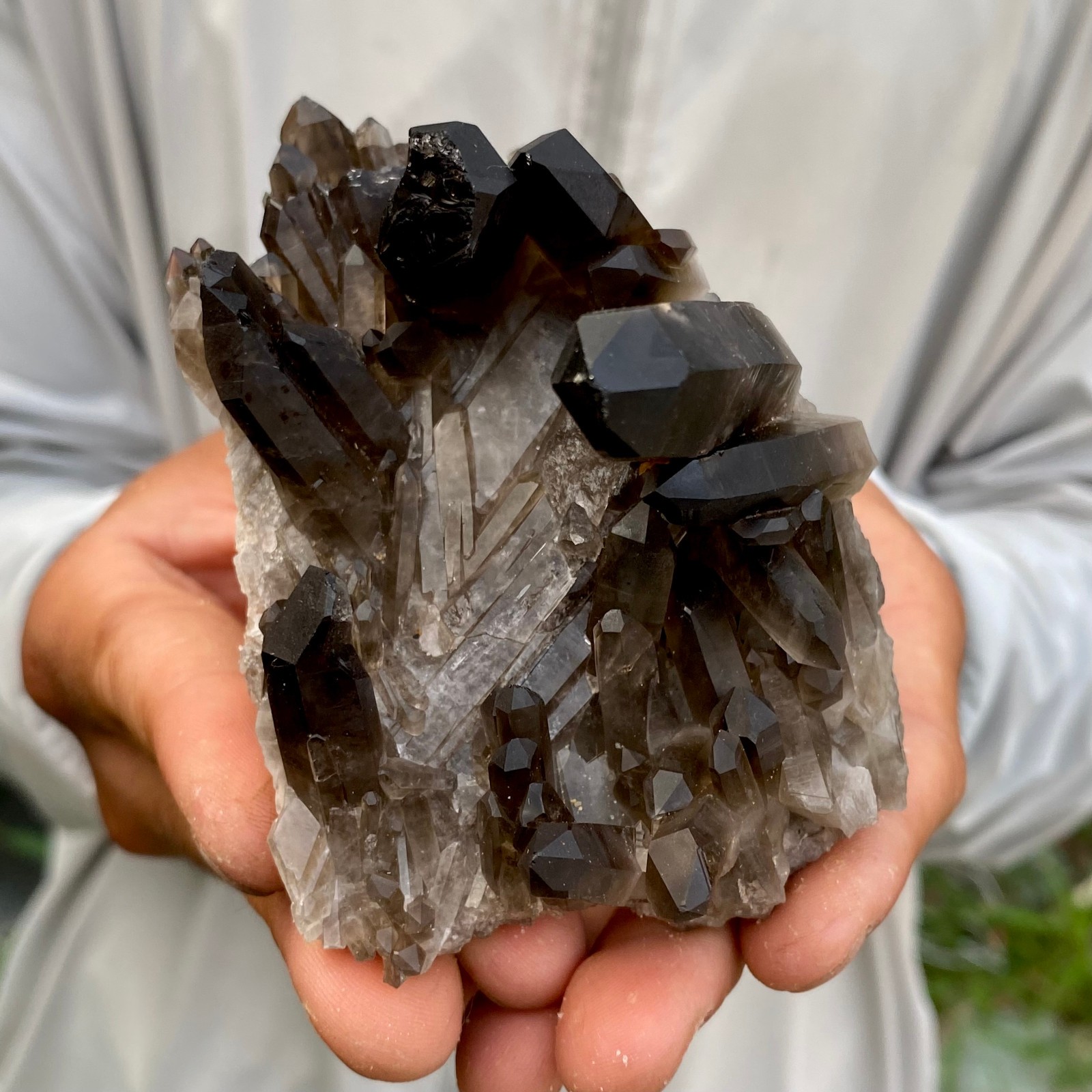 277G Natural Black Smoky Quartz Crystal Cluster Raw Mineral Specimen